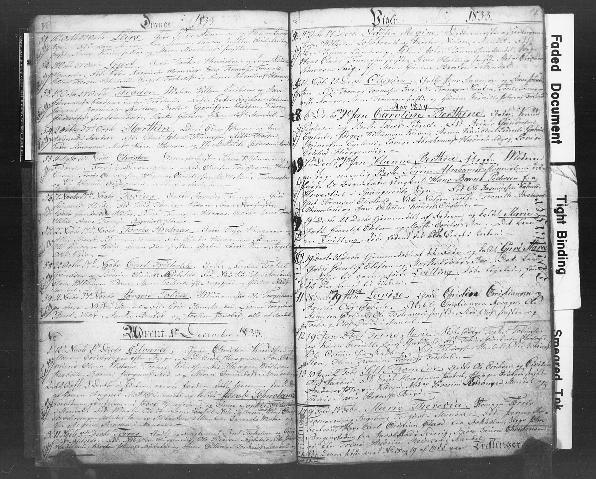 Mandal sokneprestkontor, SAK/1111-0030/F/Fb/Fba/L0003: Parish register (copy) no. B 1B, 1831-1834, p. 19