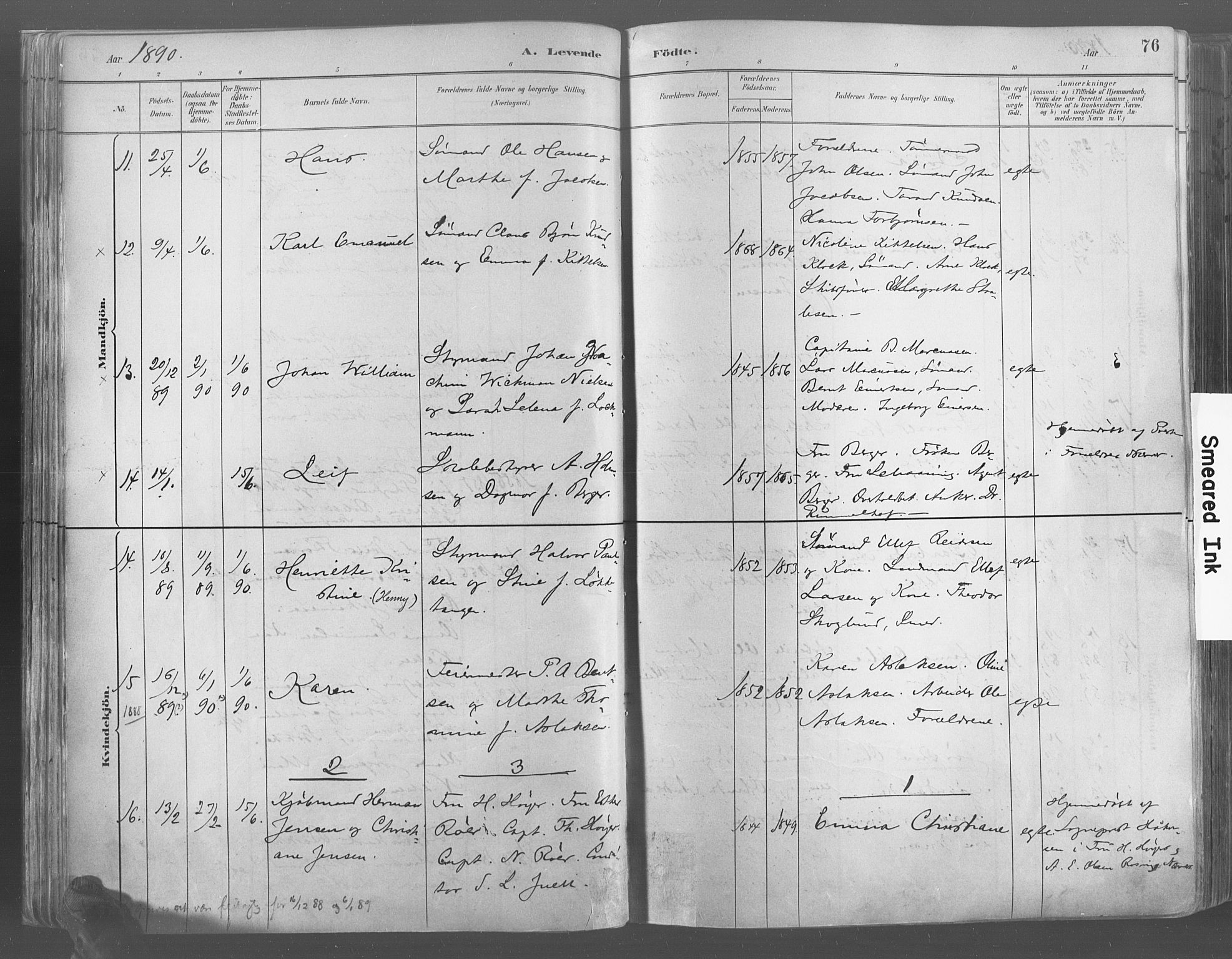 Risør sokneprestkontor, AV/SAK-1111-0035/F/Fa/L0005: Parish register (official) no. A 5, 1883-1895, p. 76