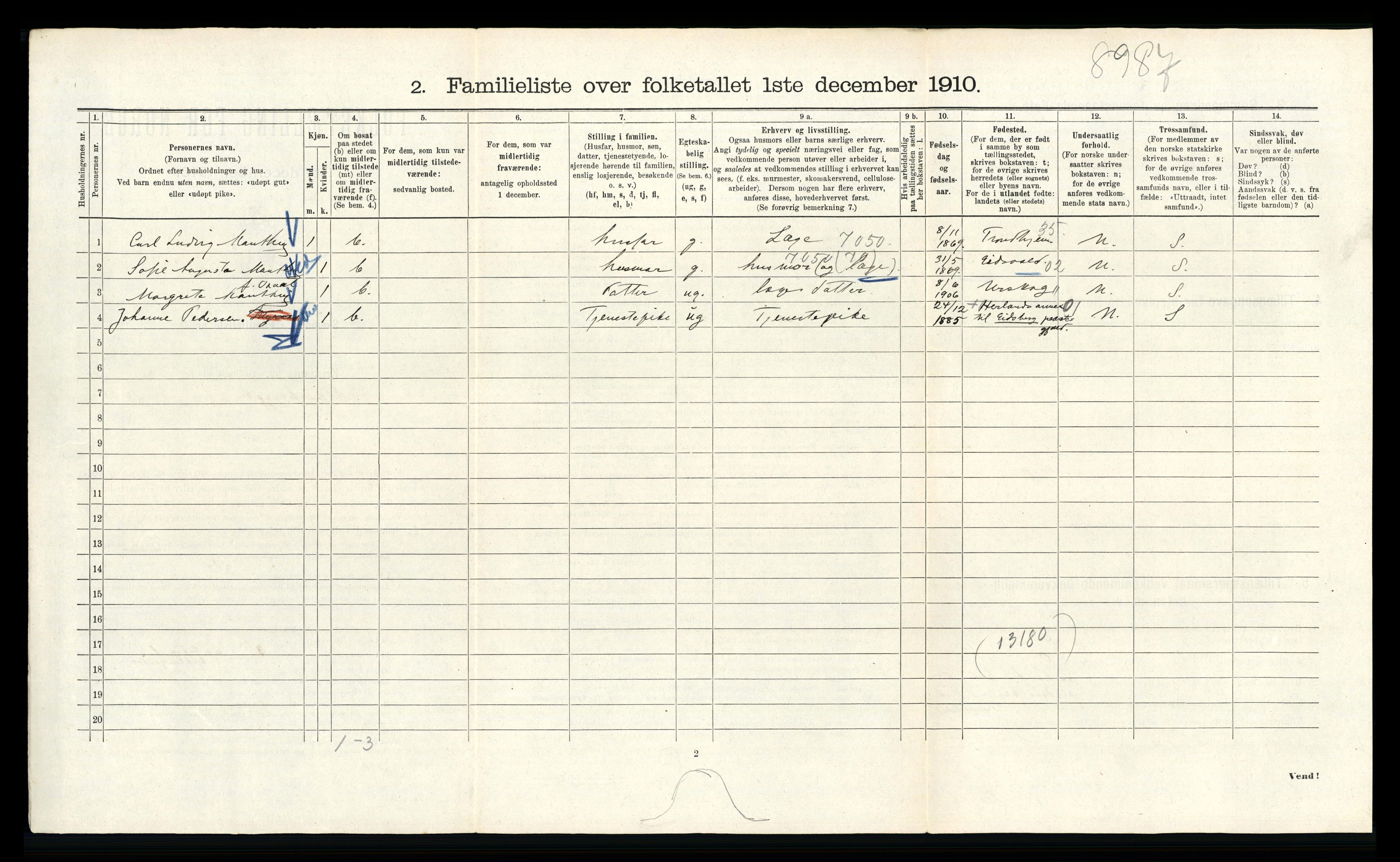 RA, 1910 census for Kristiania, 1910, p. 97662