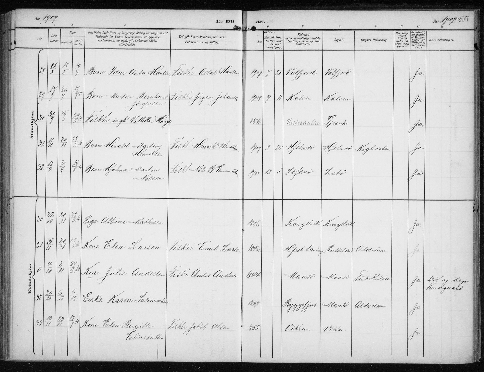 Måsøy sokneprestkontor, SATØ/S-1348/H/Ha/L0009kirke: Parish register (official) no. 9, 1903-1914, p. 207