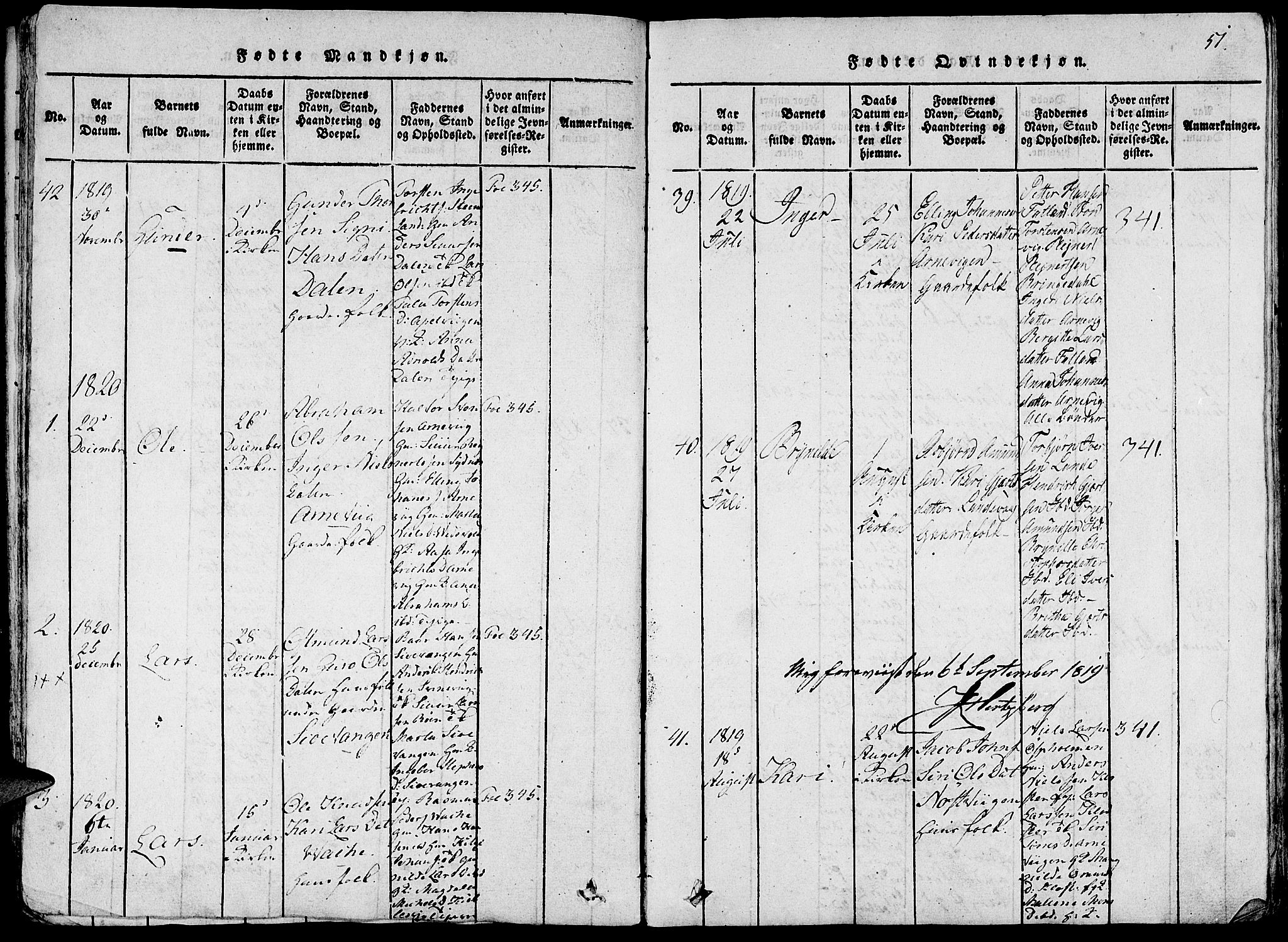 Fjelberg sokneprestembete, AV/SAB-A-75201/H/Haa: Parish register (official) no. A 4, 1816-1822, p. 51