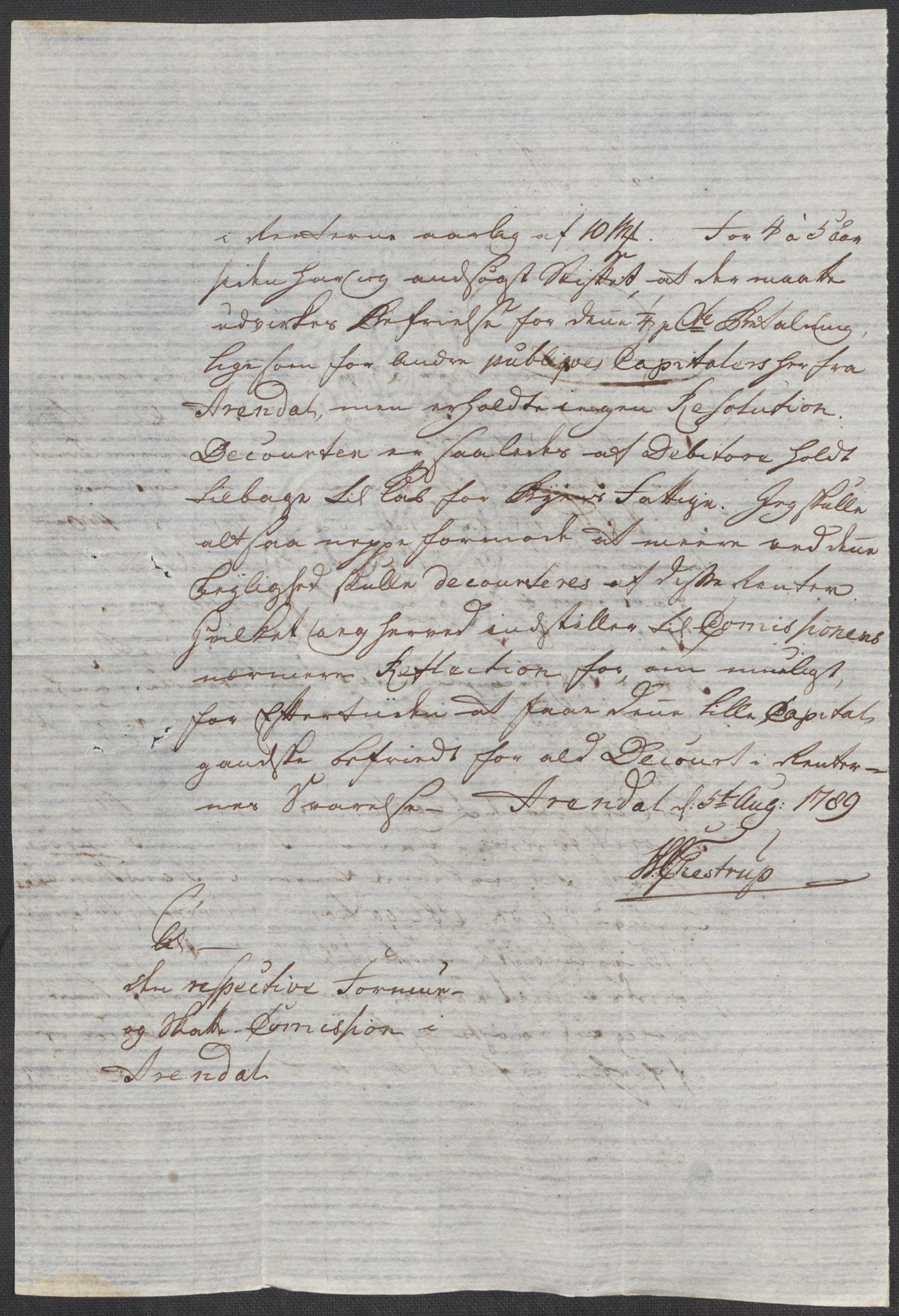 Rentekammeret inntil 1814, Reviderte regnskaper, Mindre regnskaper, AV/RA-EA-4068/Rf/Rfe/L0002: Arendal. Bergen, 1789, p. 310