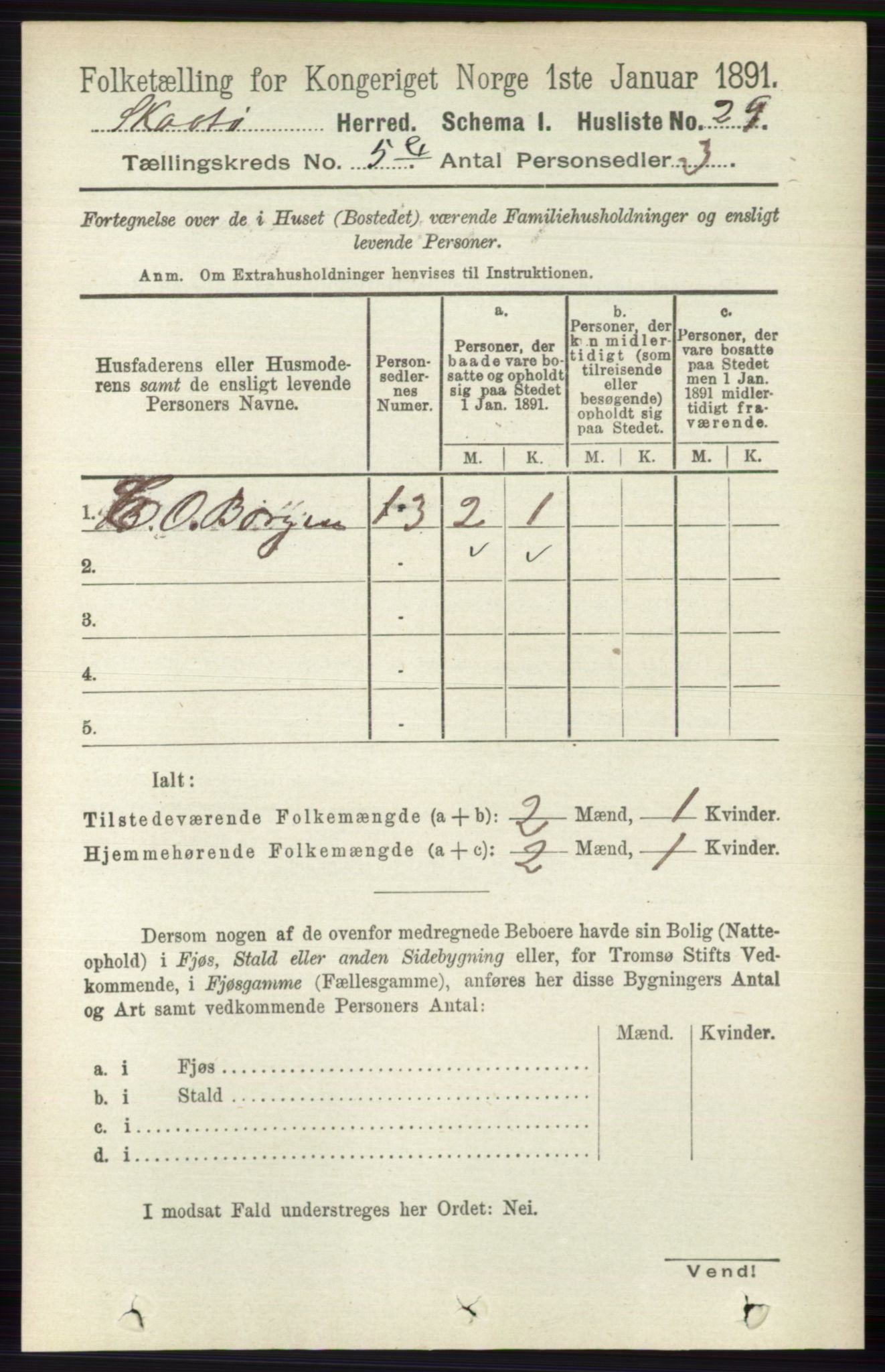 RA, 1891 census for 0815 Skåtøy, 1891, p. 2664