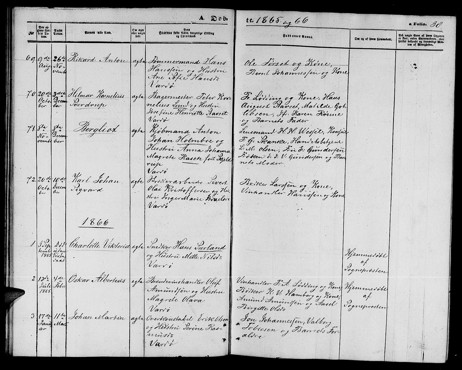 Vardø sokneprestkontor, SATØ/S-1332/H/Hb/L0002klokker: Parish register (copy) no. 2, 1861-1870, p. 38