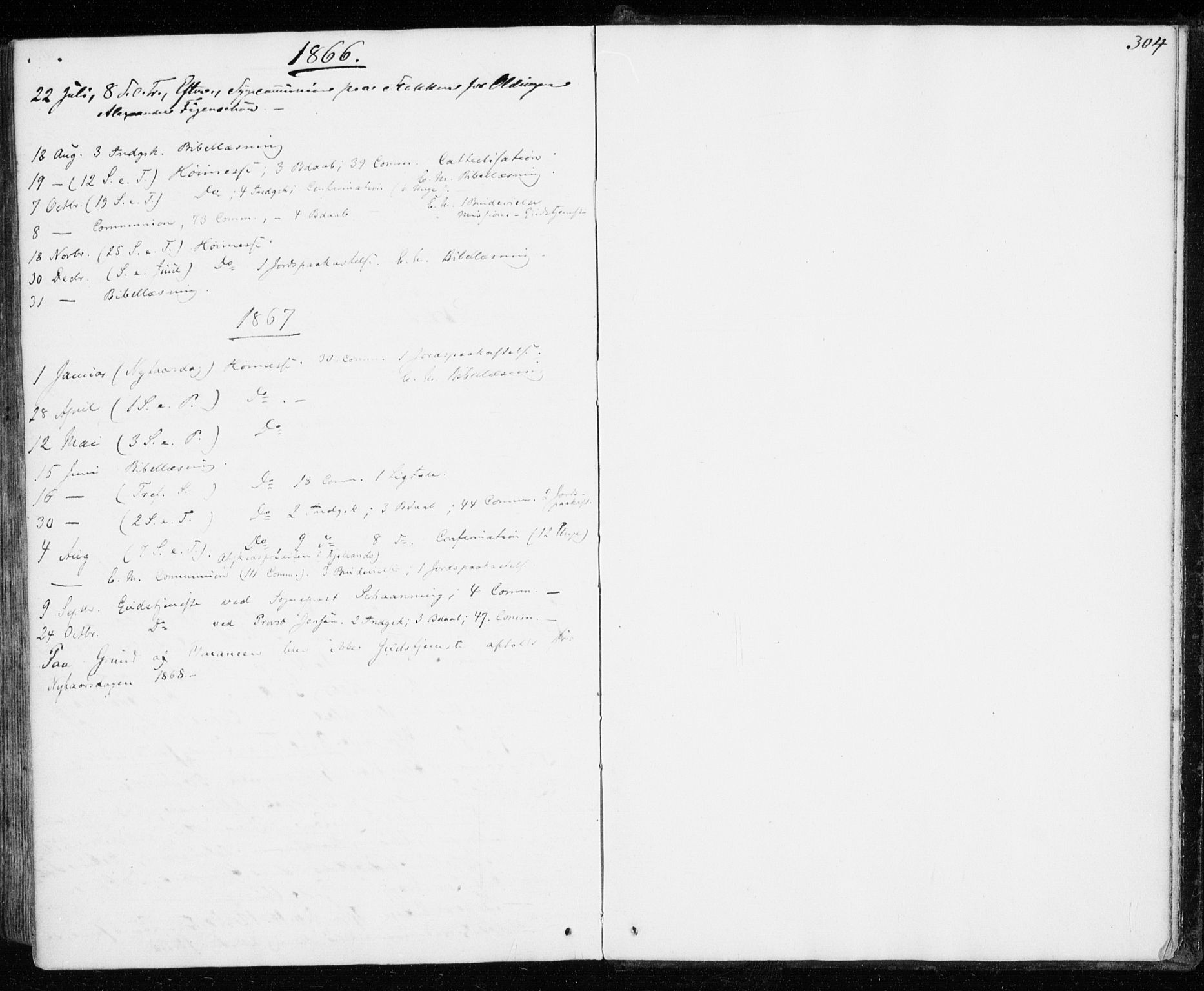 Karlsøy sokneprestembete, SATØ/S-1299/H/Ha/Haa/L0009kirke: Parish register (official) no. 9, 1838-1867, p. 304