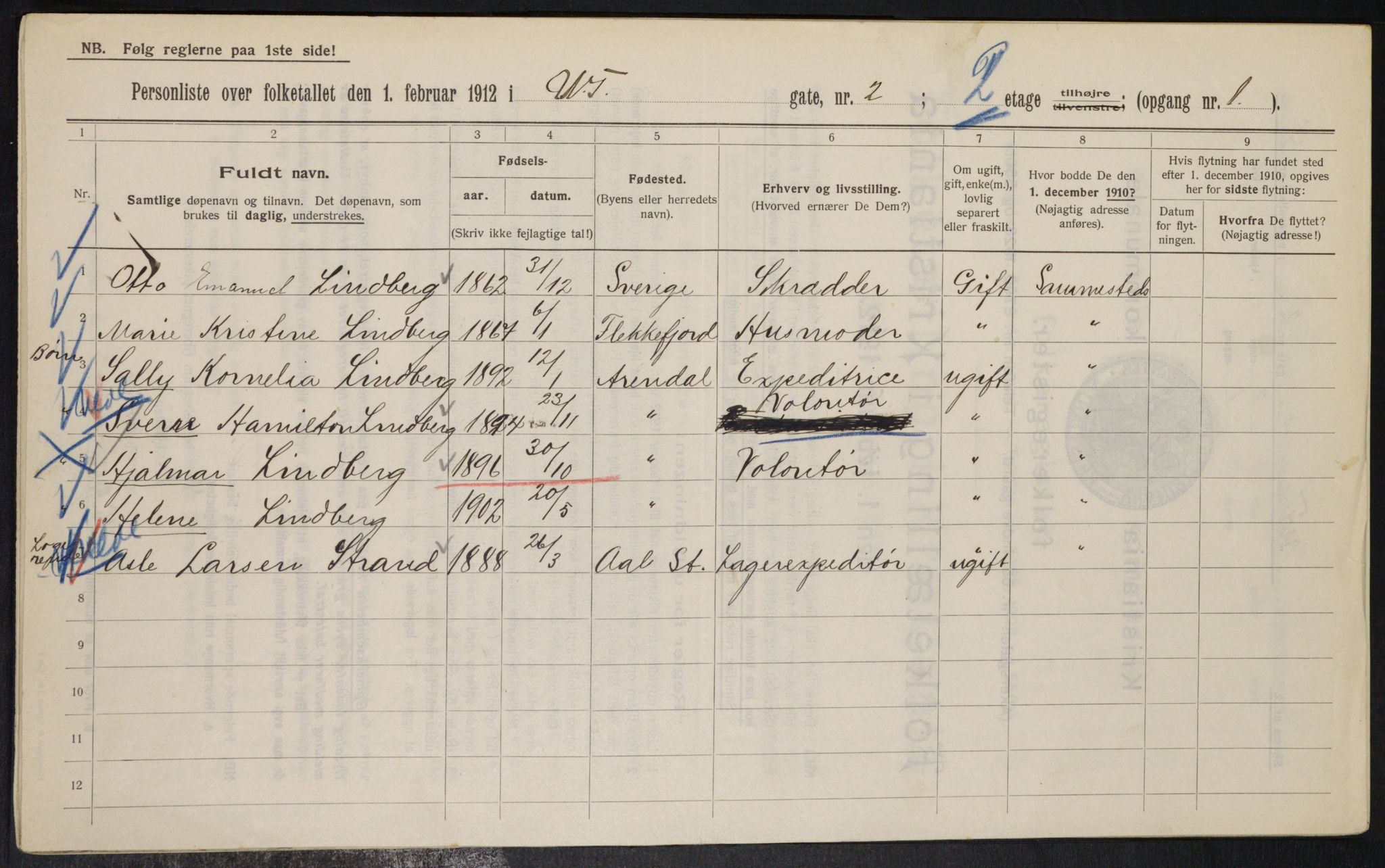 OBA, Municipal Census 1912 for Kristiania, 1912, p. 126211