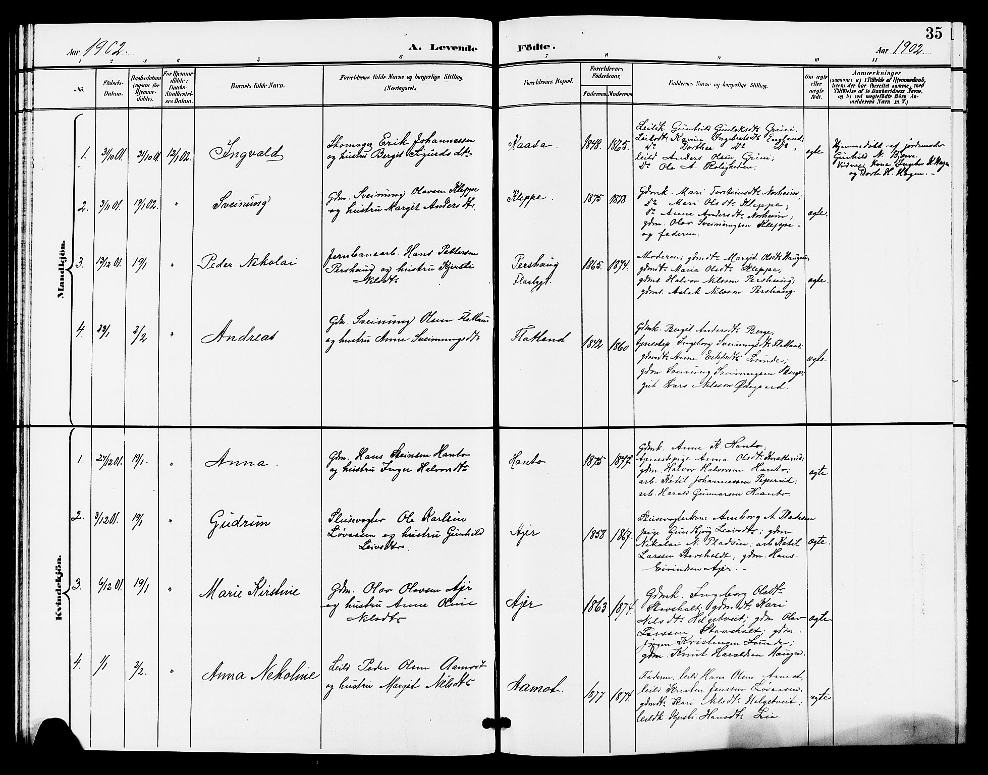 Lunde kirkebøker, SAKO/A-282/G/Ga/L0003: Parish register (copy) no. I 3, 1896-1905, p. 35