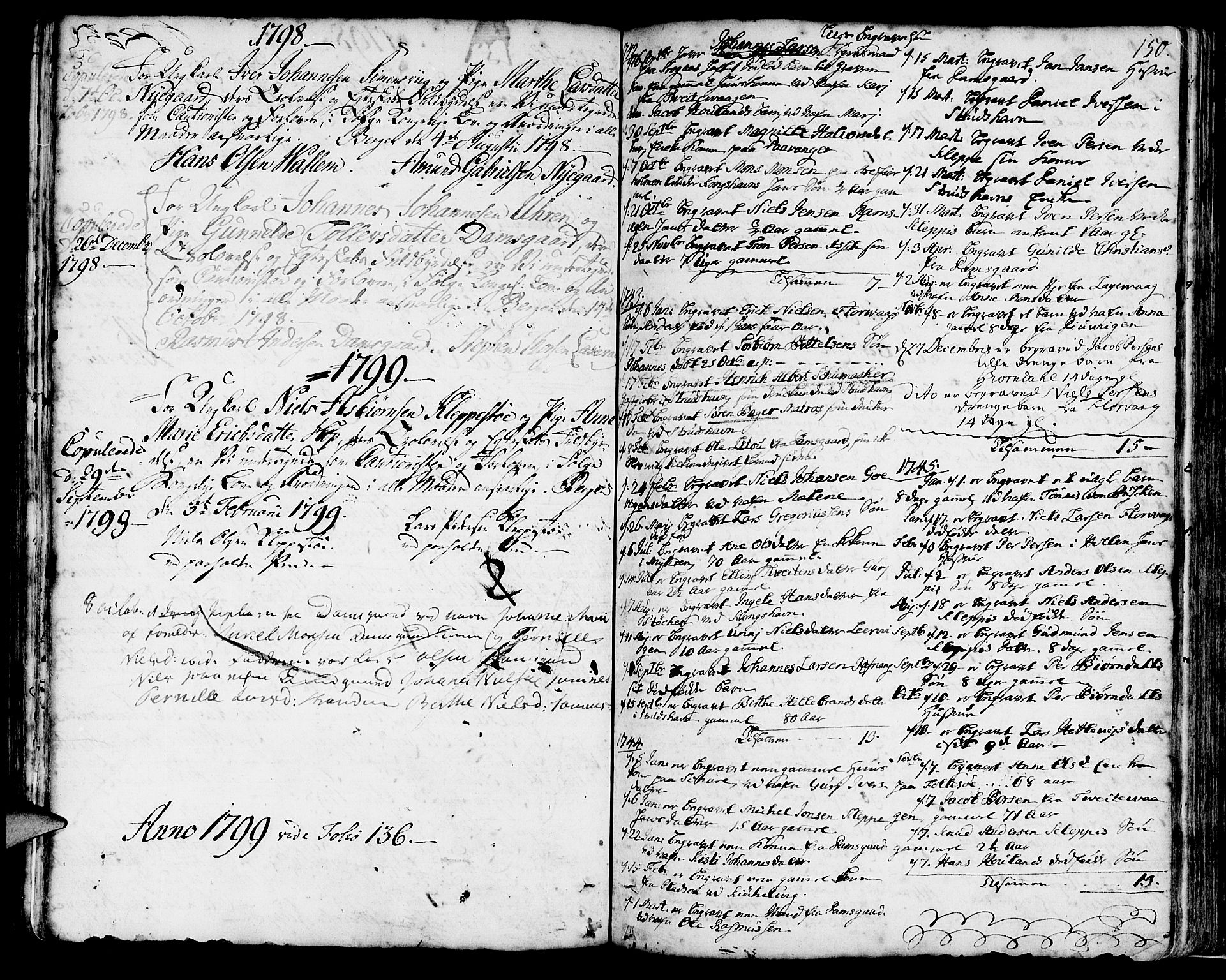Askøy Sokneprestembete, SAB/A-74101/H/Ha/Haa/Haaa/L0001: Parish register (official) no. A 1, 1742-1818, p. 150