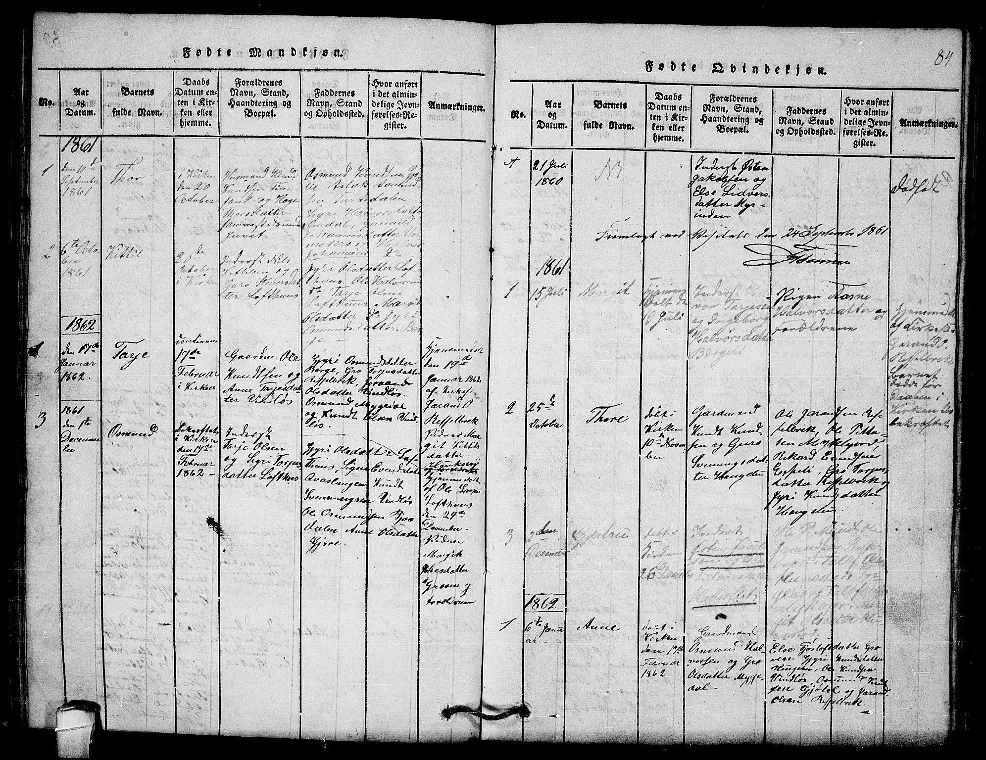 Lårdal kirkebøker, SAKO/A-284/G/Gb/L0001: Parish register (copy) no. II 1, 1815-1865, p. 84