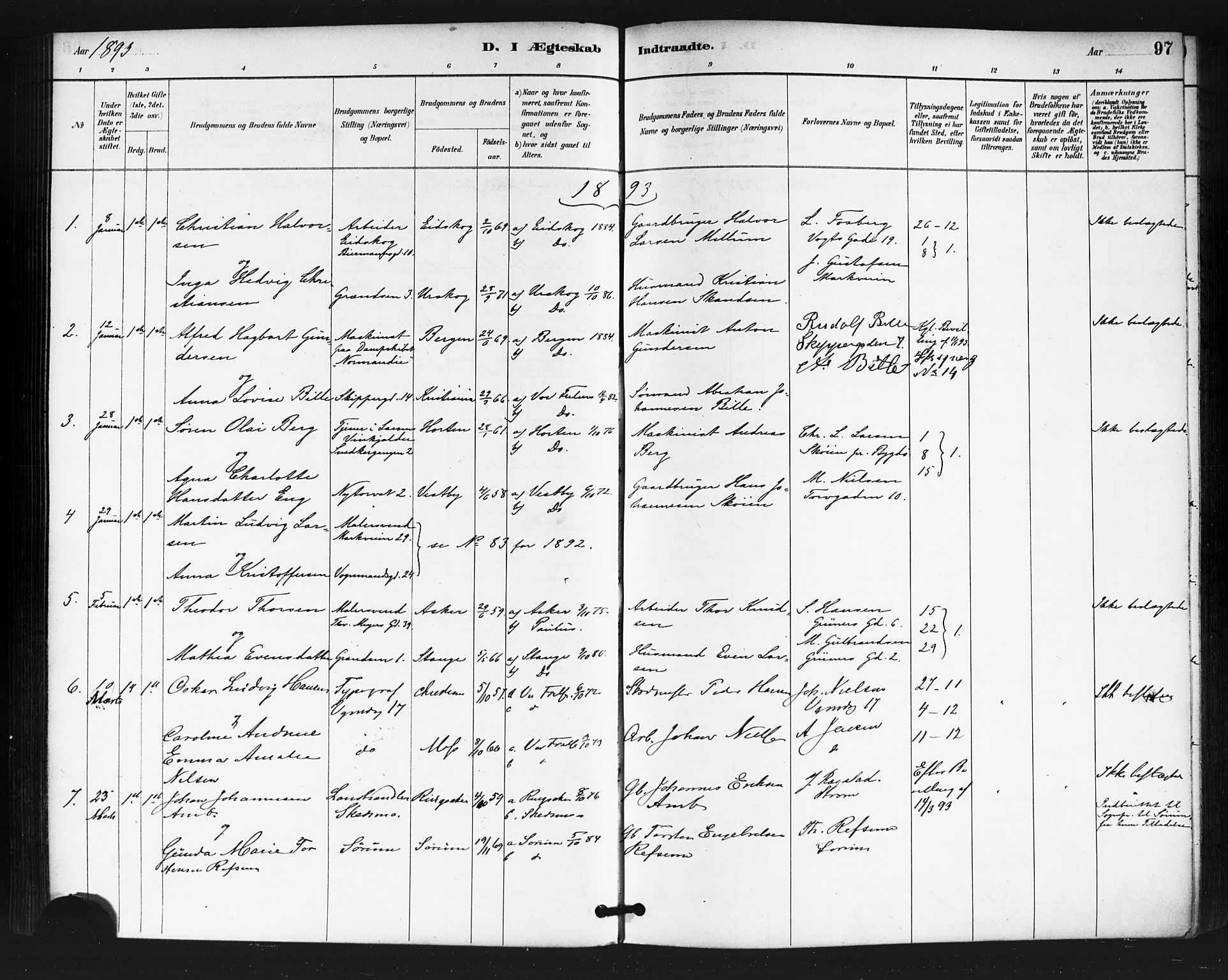 Oslo domkirke Kirkebøker, SAO/A-10752/F/Fa/L0032: Parish register (official) no. 32, 1885-1902, p. 97