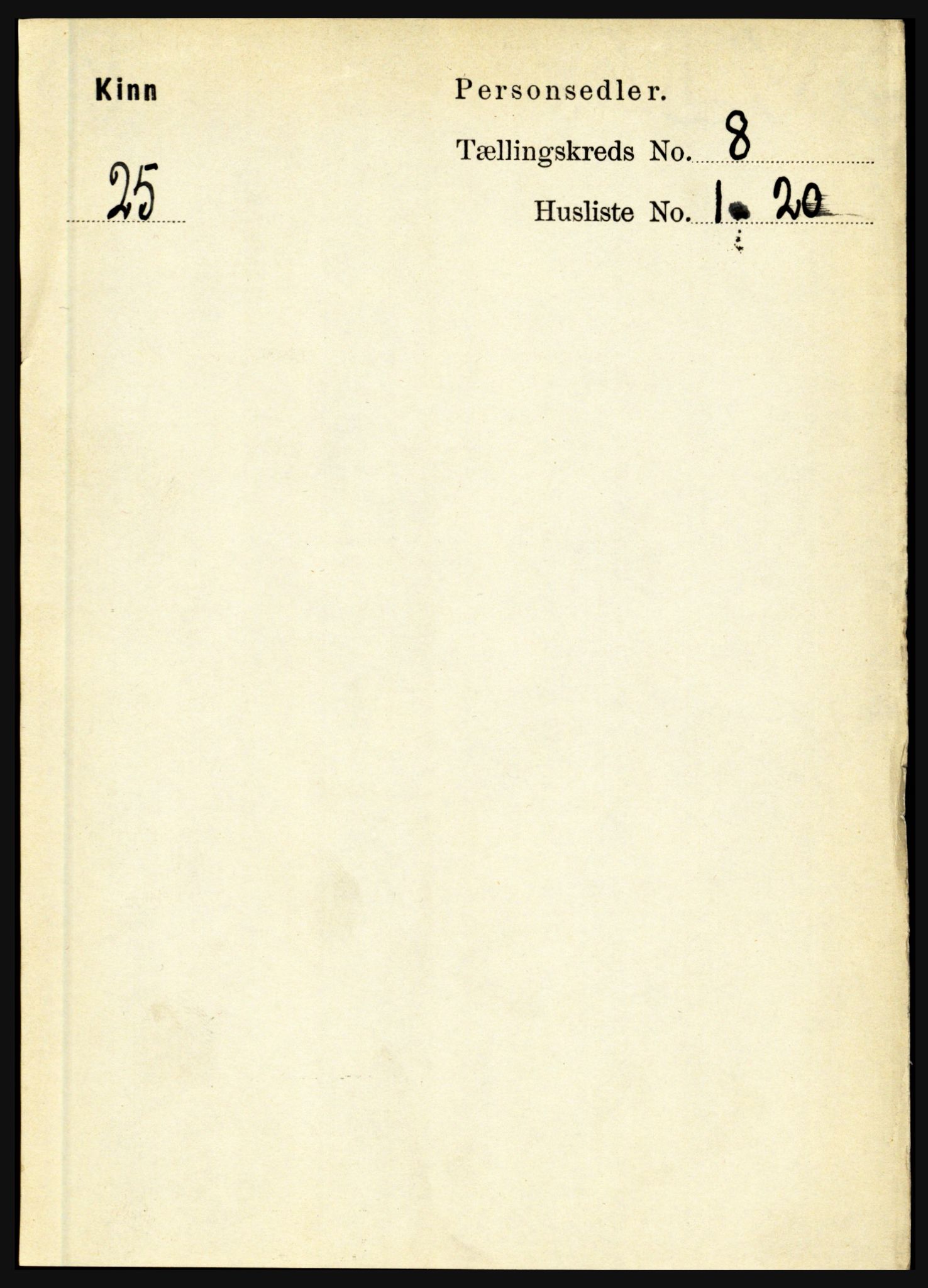 RA, 1891 census for 1437 Kinn, 1891, p. 3105