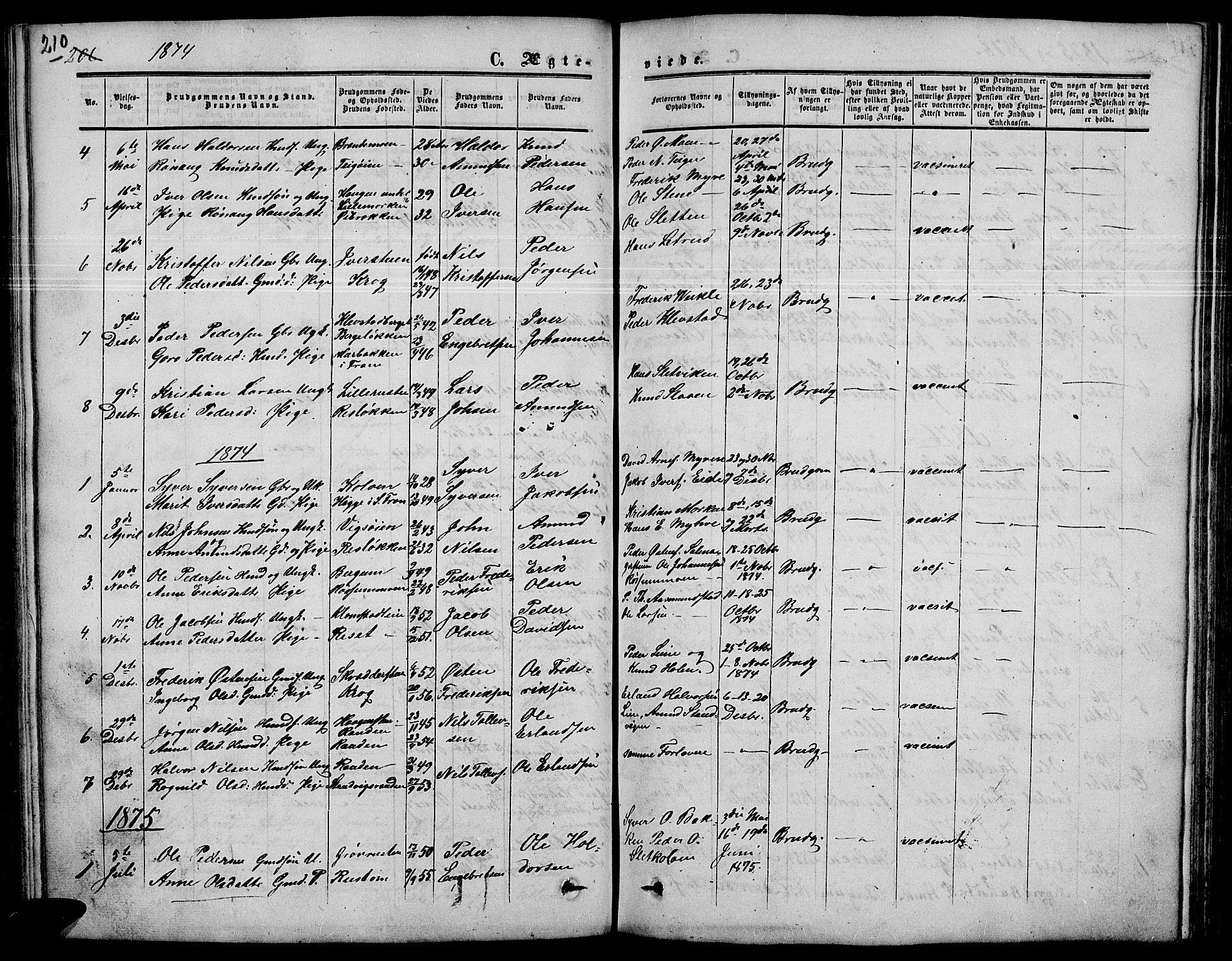 Nord-Fron prestekontor, SAH/PREST-080/H/Ha/Hab/L0003: Parish register (copy) no. 3, 1851-1886, p. 210