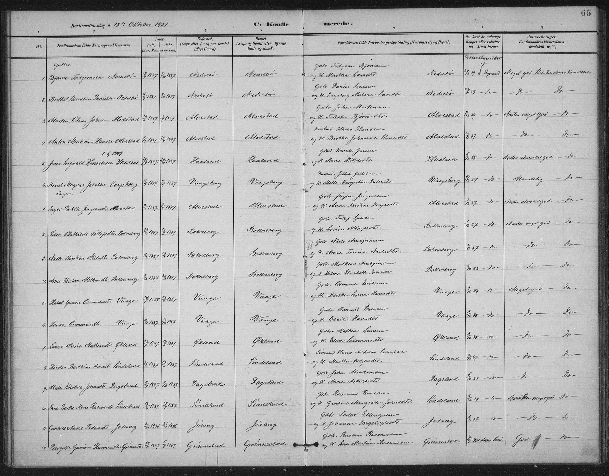 Tysvær sokneprestkontor, AV/SAST-A -101864/H/Ha/Haa/L0009: Parish register (official) no. A 9, 1898-1925, p. 65