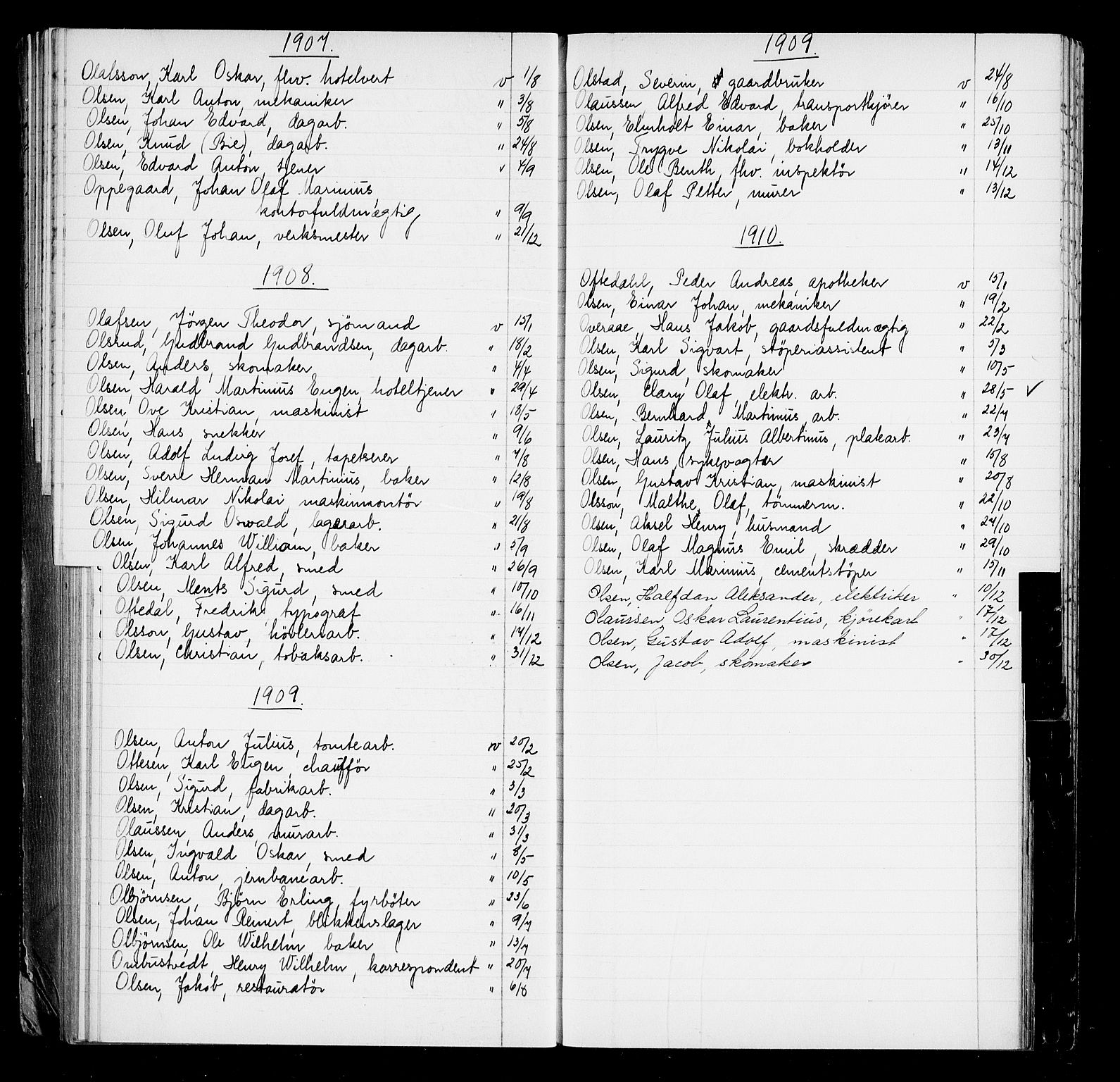 Oslo byfogd avd. I, AV/SAO-A-10220/L/La/L0001: Register - Vigsler og testamenter, 1886-1910, p. 93