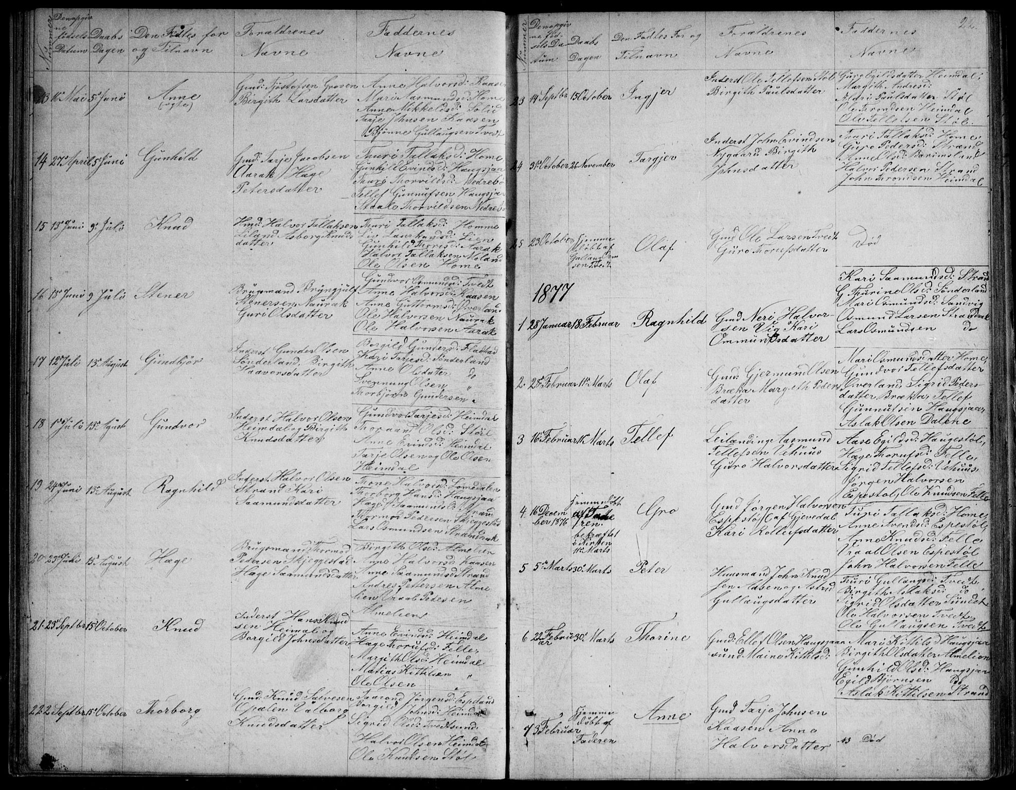 Nissedal kirkebøker, SAKO/A-288/G/Gb/L0002: Parish register (copy) no. II 2, 1863-1892, p. 22