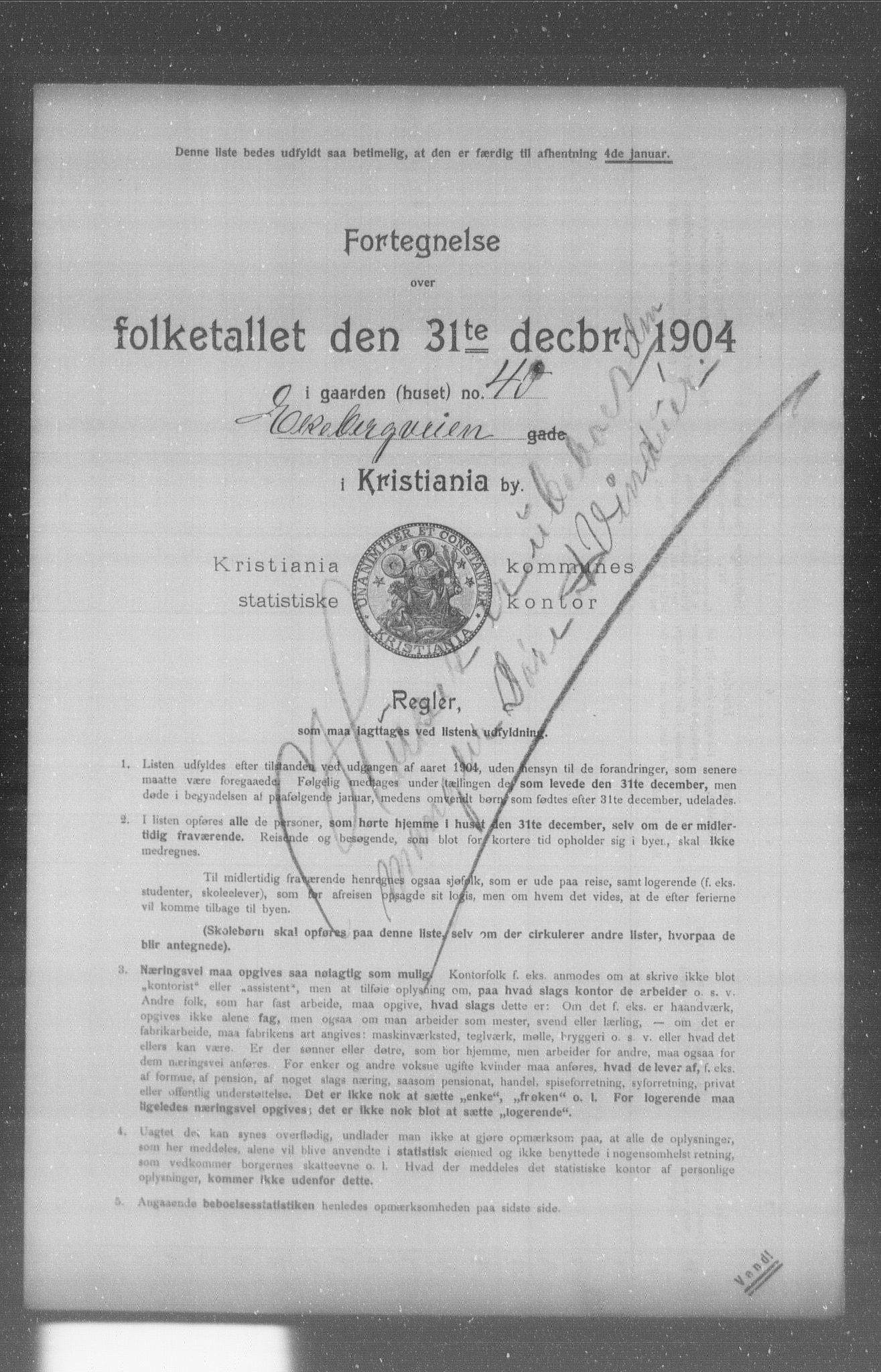 OBA, Municipal Census 1904 for Kristiania, 1904, p. 4080