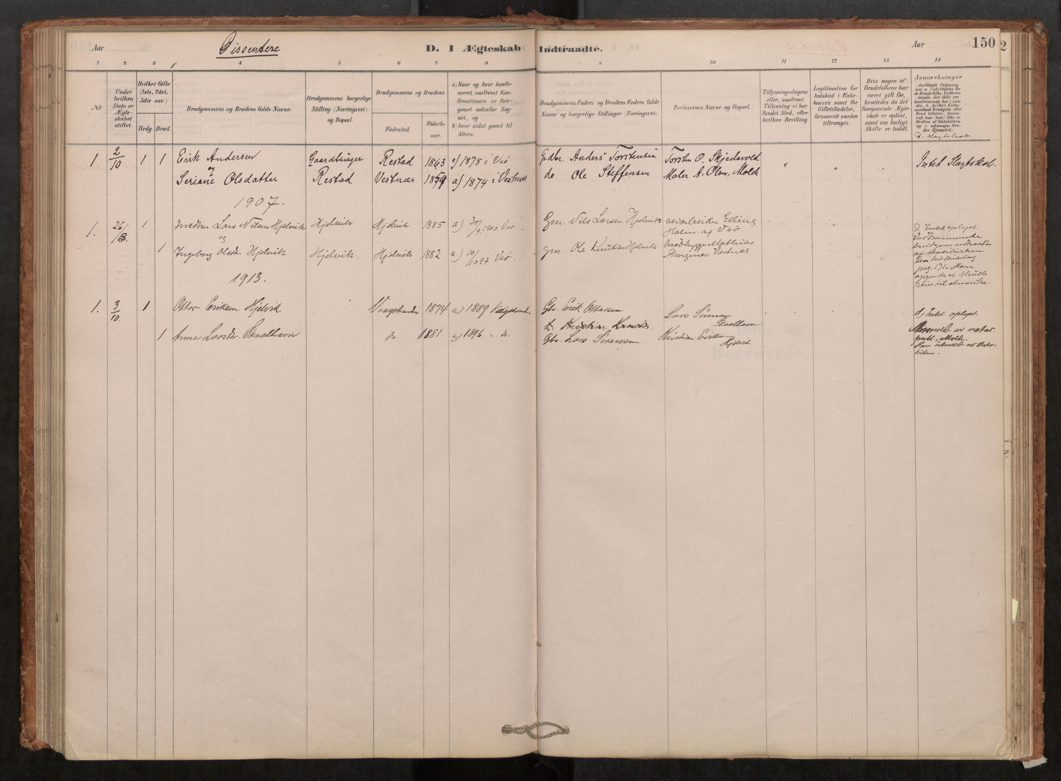 Ministerialprotokoller, klokkerbøker og fødselsregistre - Møre og Romsdal, SAT/A-1454/550/L0621: Parish register (official) no. 550A01, 1878-1915, p. 150