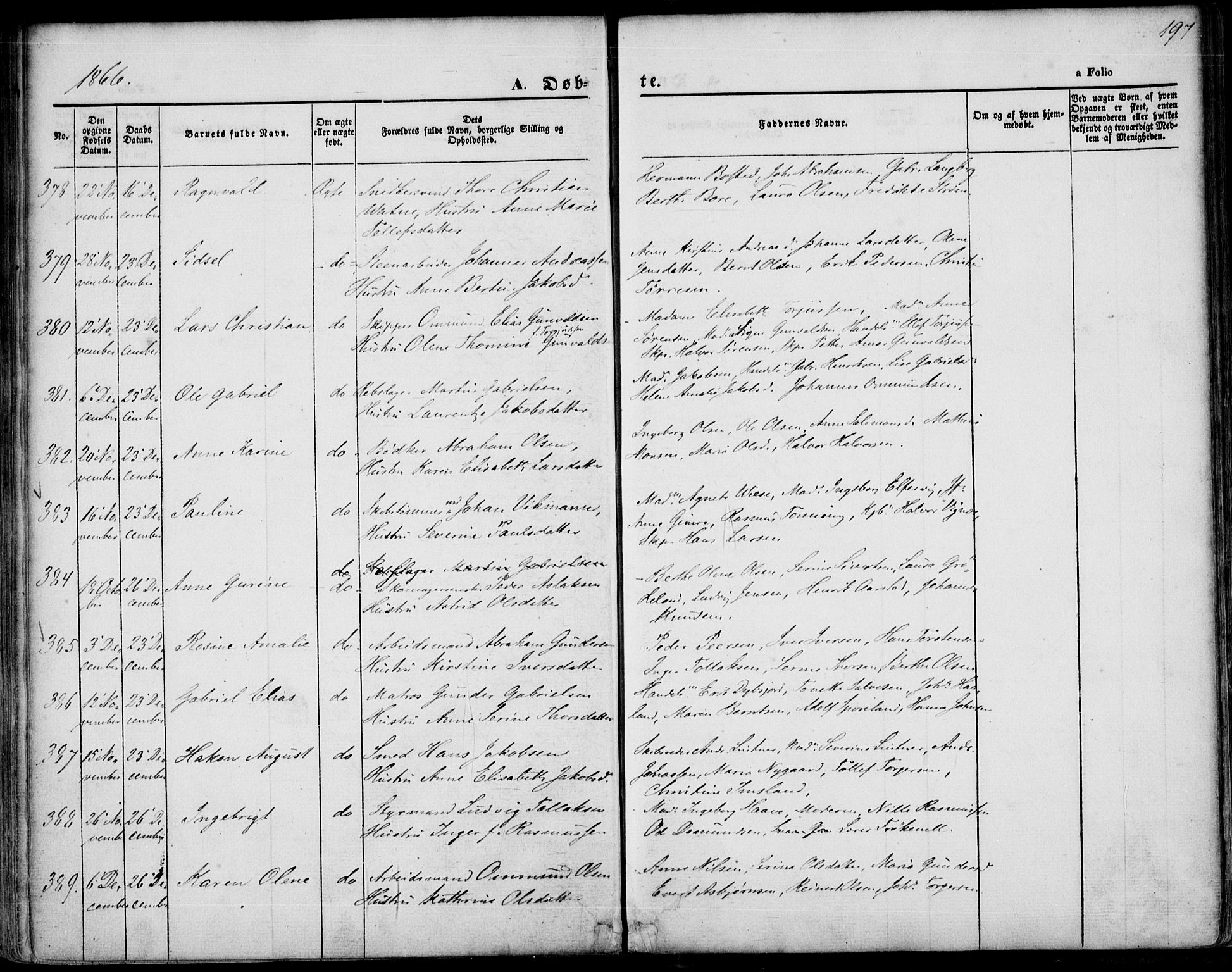 St. Petri sokneprestkontor, AV/SAST-A-101813/001/30/30BA/L0001: Parish register (official) no. A 1, 1861-1868, p. 197