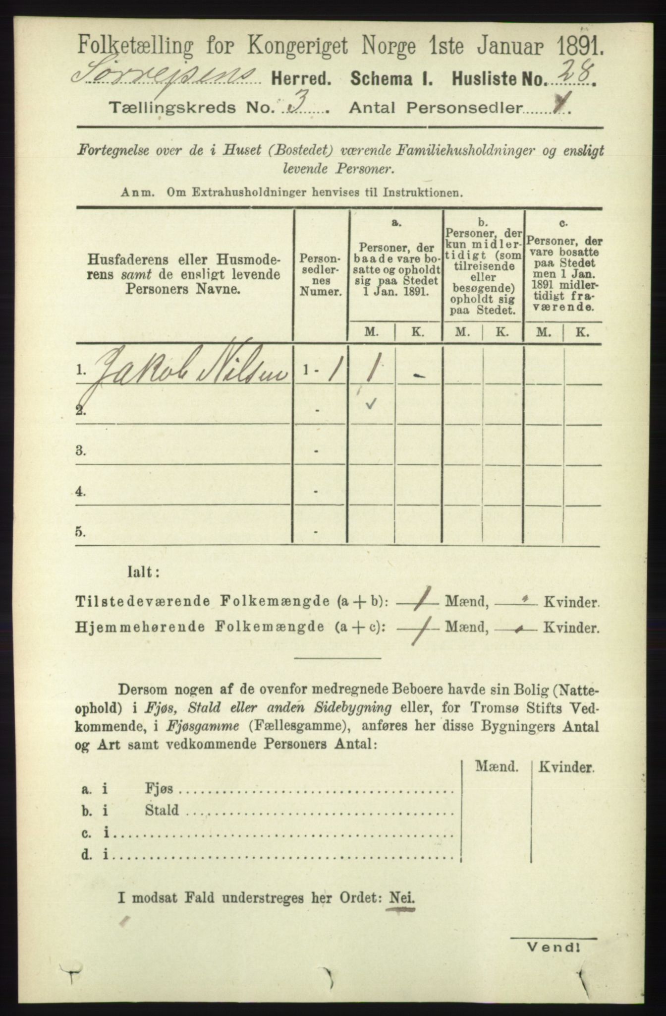 RA, 1891 census for 1925 Sørreisa, 1891, p. 671