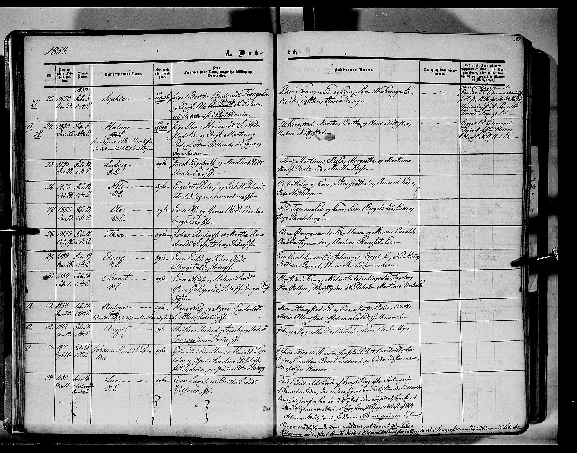 Stange prestekontor, SAH/PREST-002/K/L0012: Parish register (official) no. 12, 1852-1862, p. 23