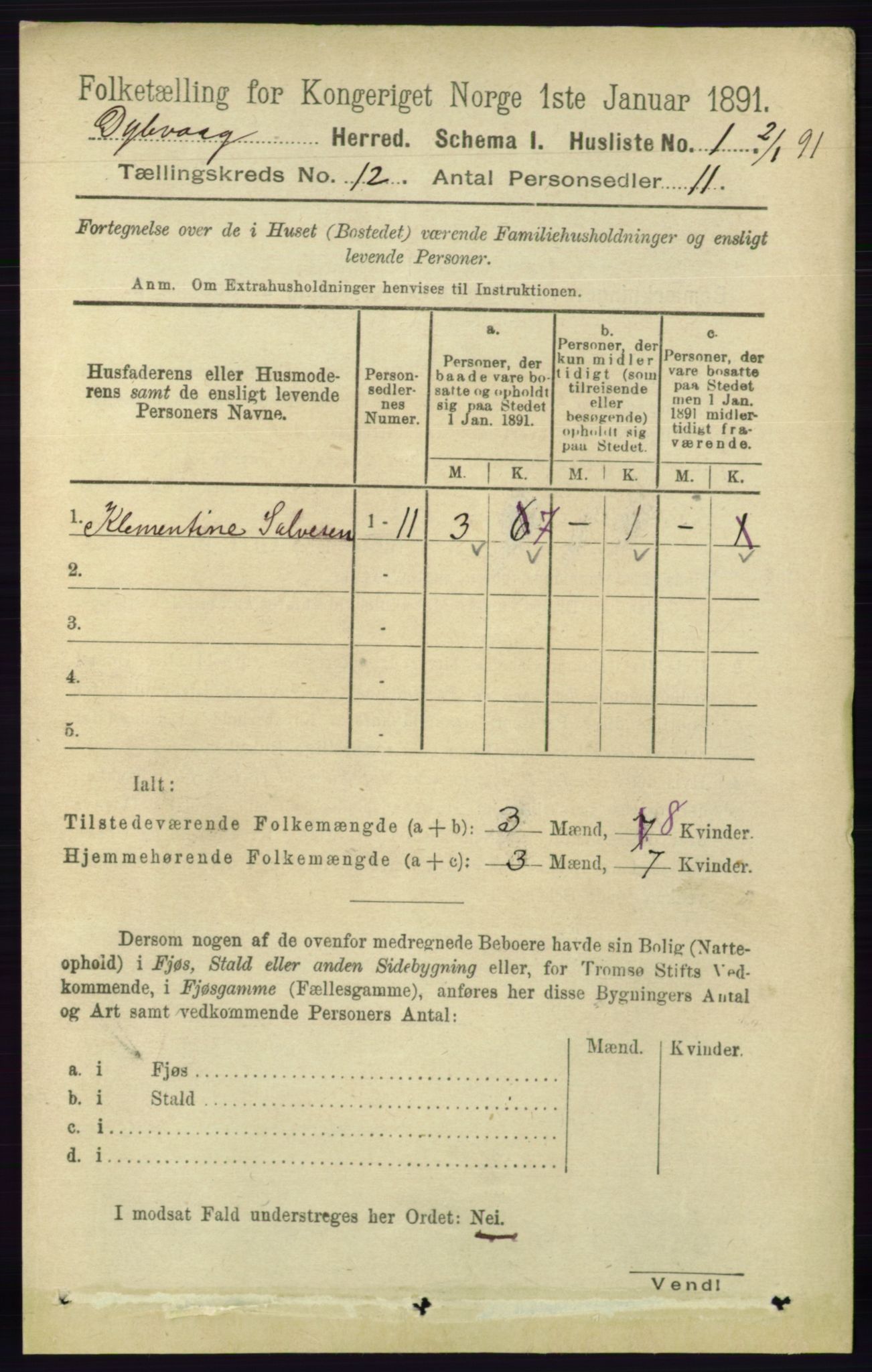 RA, 1891 census for 0915 Dypvåg, 1891, p. 4662