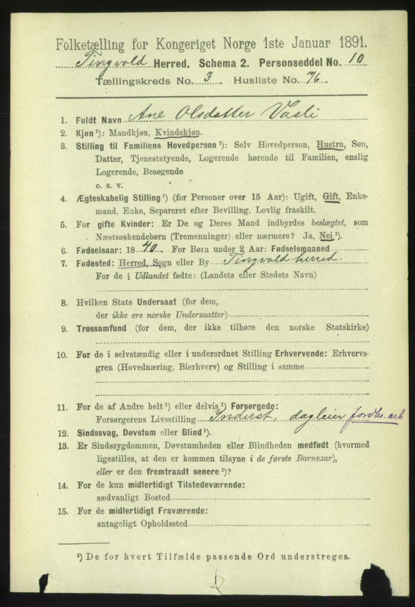 RA, 1891 census for 1560 Tingvoll, 1891, p. 1525