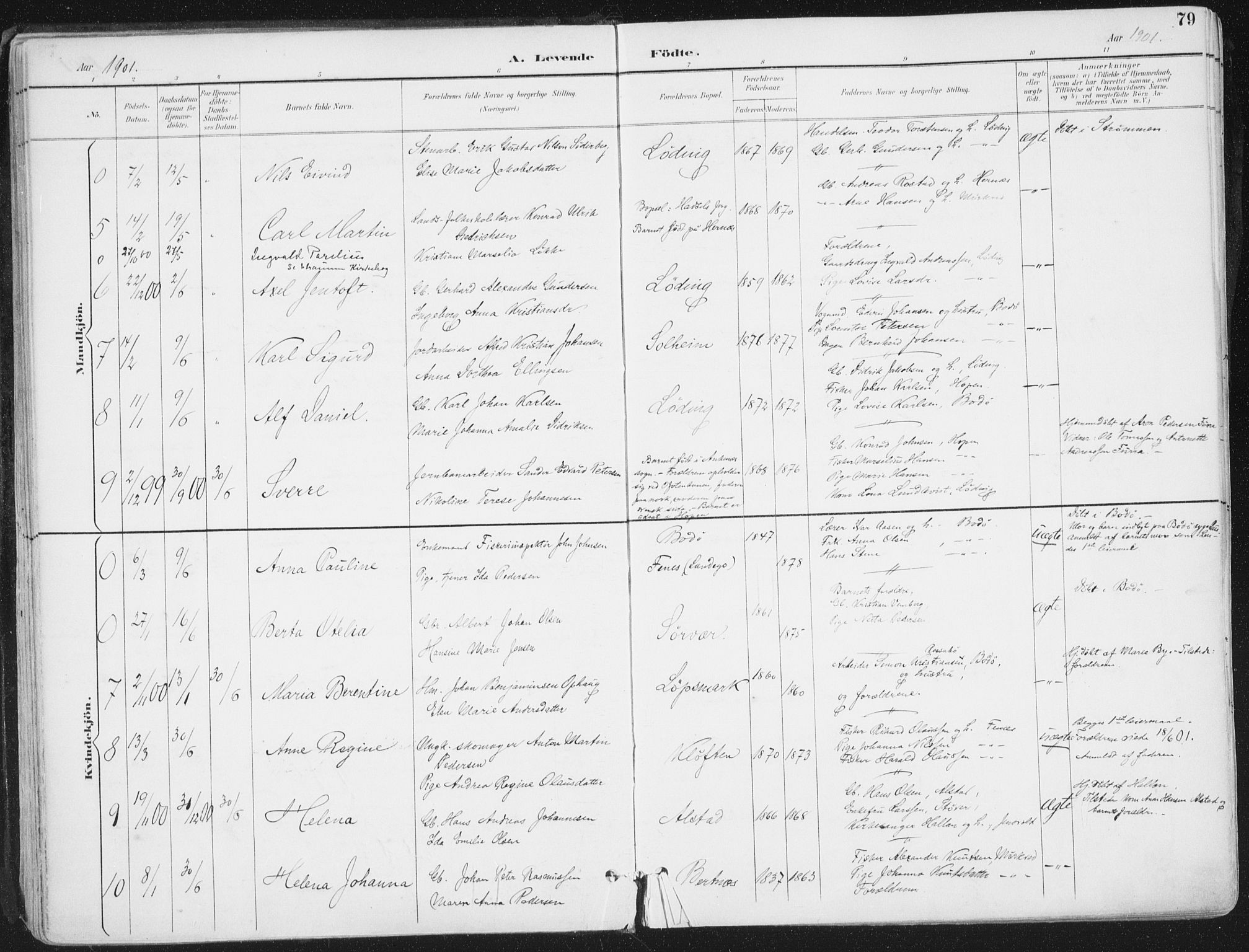 Ministerialprotokoller, klokkerbøker og fødselsregistre - Nordland, SAT/A-1459/802/L0055: Parish register (official) no. 802A02, 1894-1915, p. 79