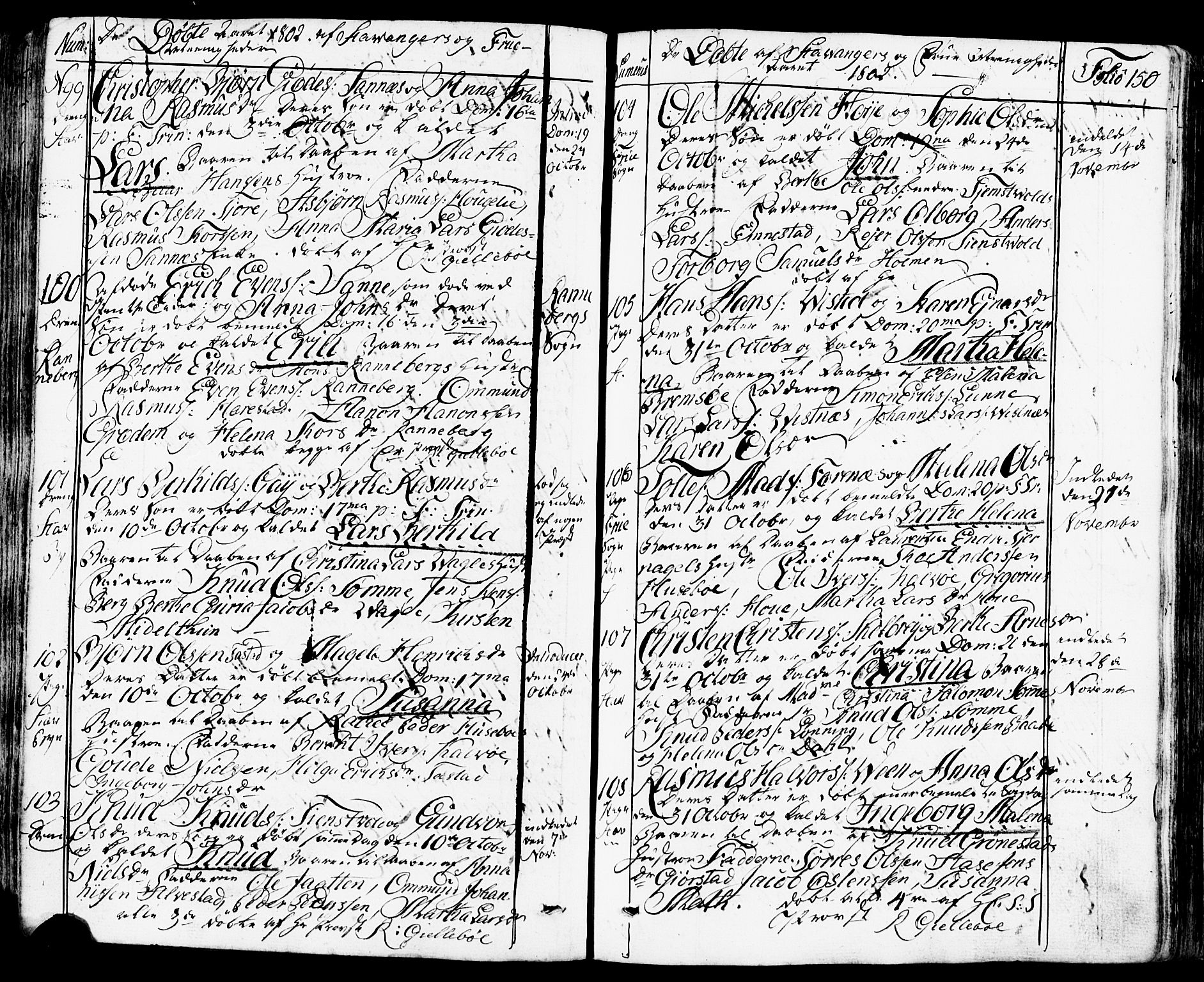 Domkirken sokneprestkontor, SAST/A-101812/001/30/30BB/L0007: Parish register (copy) no. B 7, 1791-1813, p. 150
