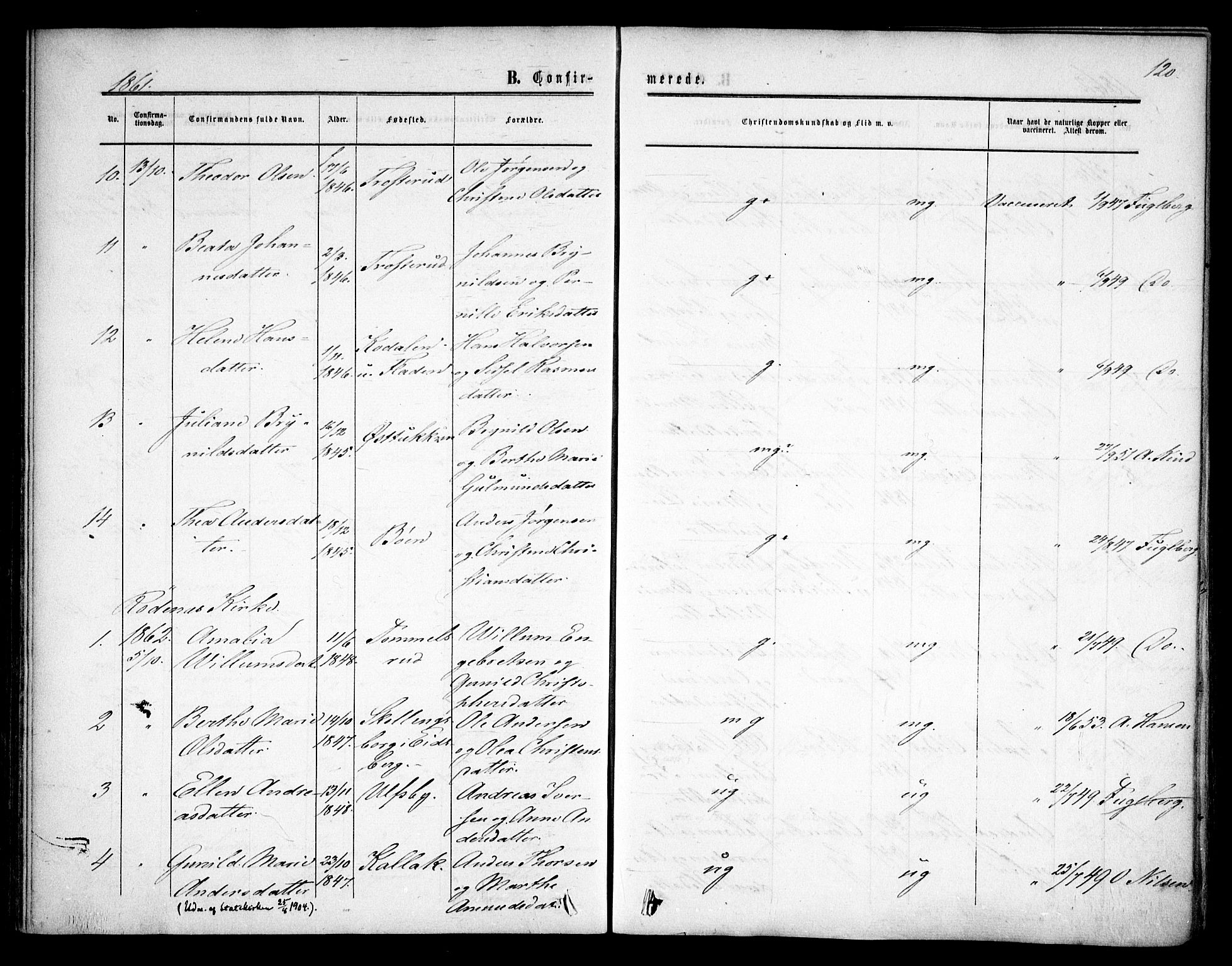 Rødenes prestekontor Kirkebøker, SAO/A-2005/F/Fa/L0007: Parish register (official) no. I 7, 1860-1869, p. 120