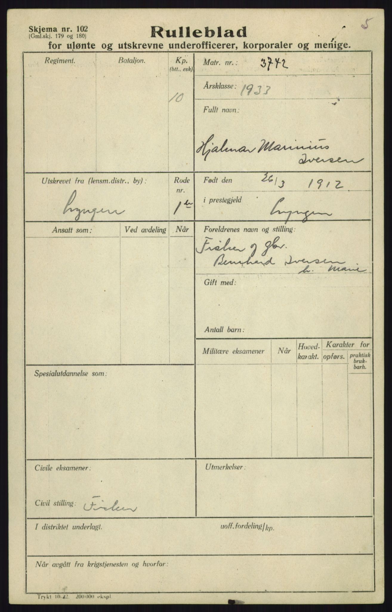 Forsvaret, Troms infanteriregiment nr. 16, AV/RA-RAFA-3146/P/Pa/L0017: Rulleblad for regimentets menige mannskaper, årsklasse 1933, 1933, p. 519