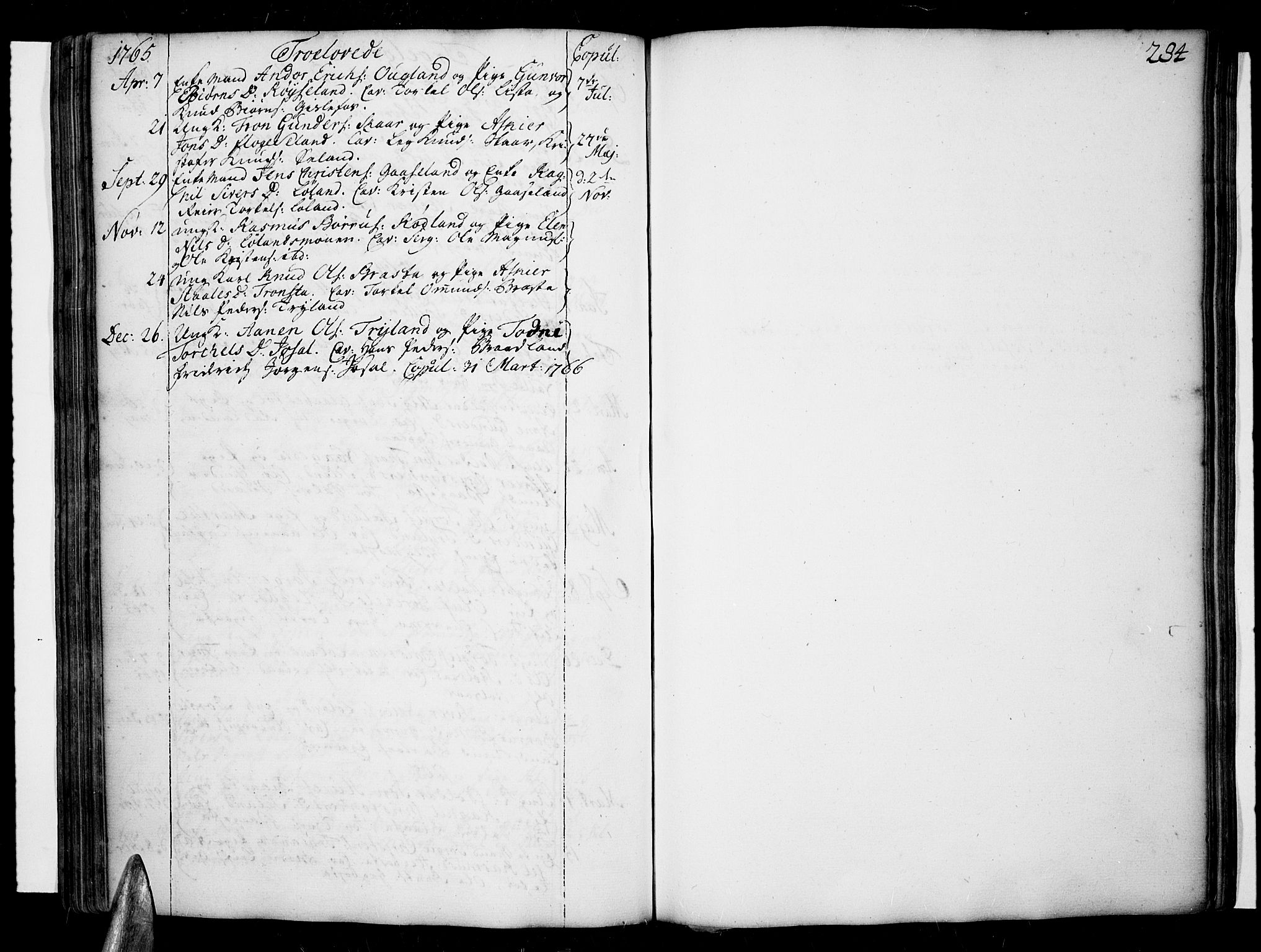 Sør-Audnedal sokneprestkontor, AV/SAK-1111-0039/F/Fa/Fab/L0001: Parish register (official) no. A 1 /3, 1726-1783, p. 284