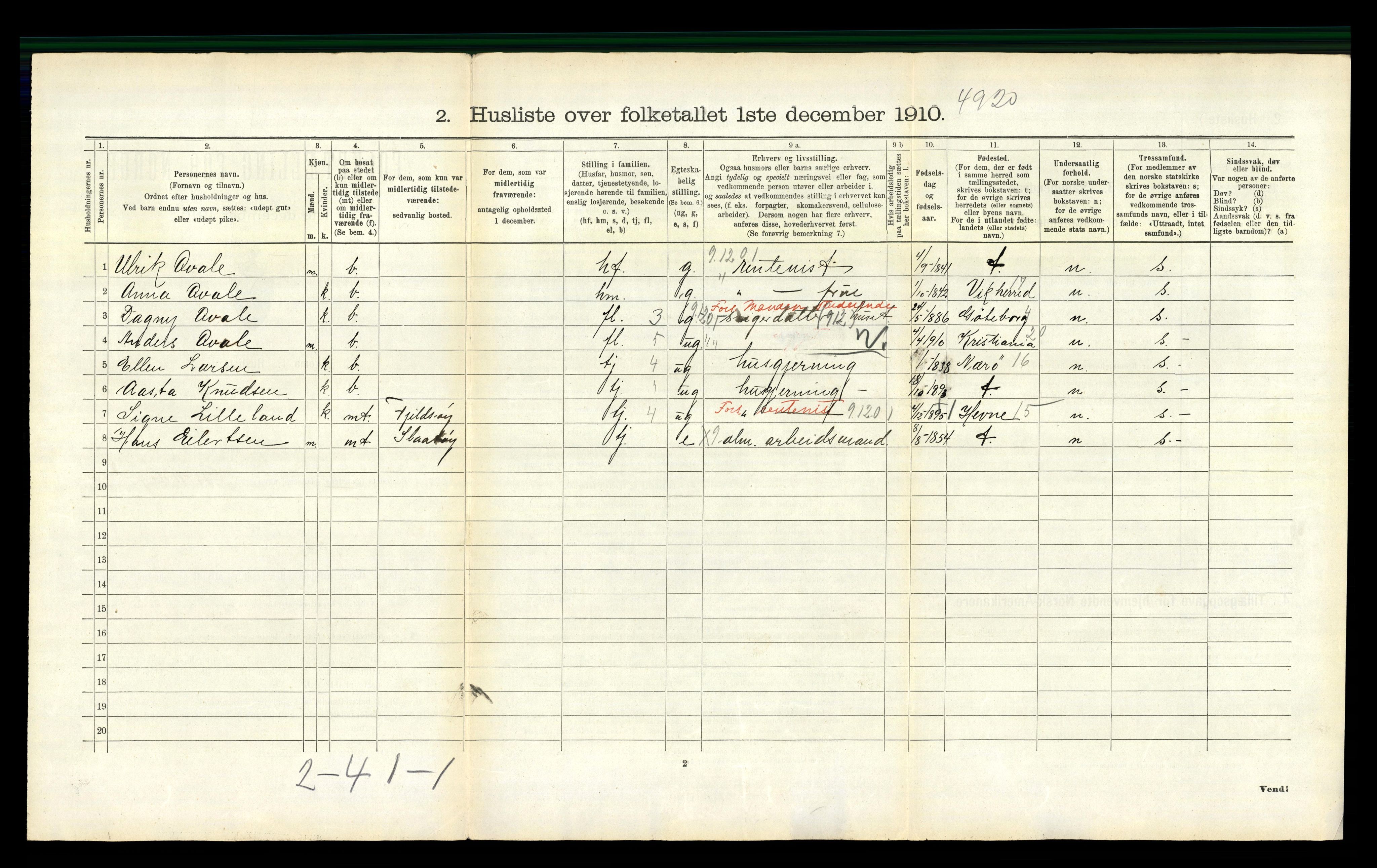 RA, 1910 census for Brønnøy, 1910, p. 856