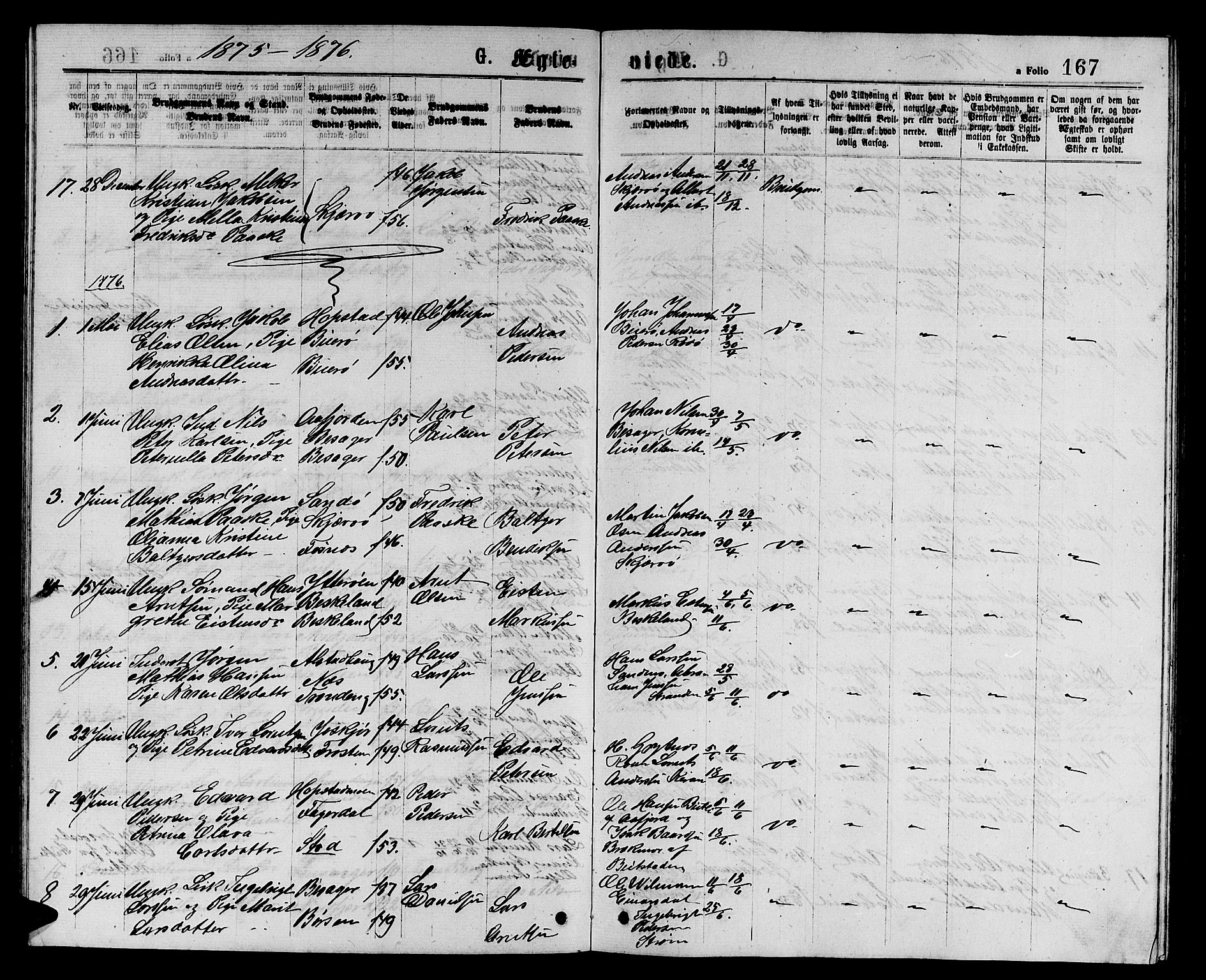 Ministerialprotokoller, klokkerbøker og fødselsregistre - Sør-Trøndelag, SAT/A-1456/657/L0715: Parish register (copy) no. 657C02, 1873-1888, p. 167