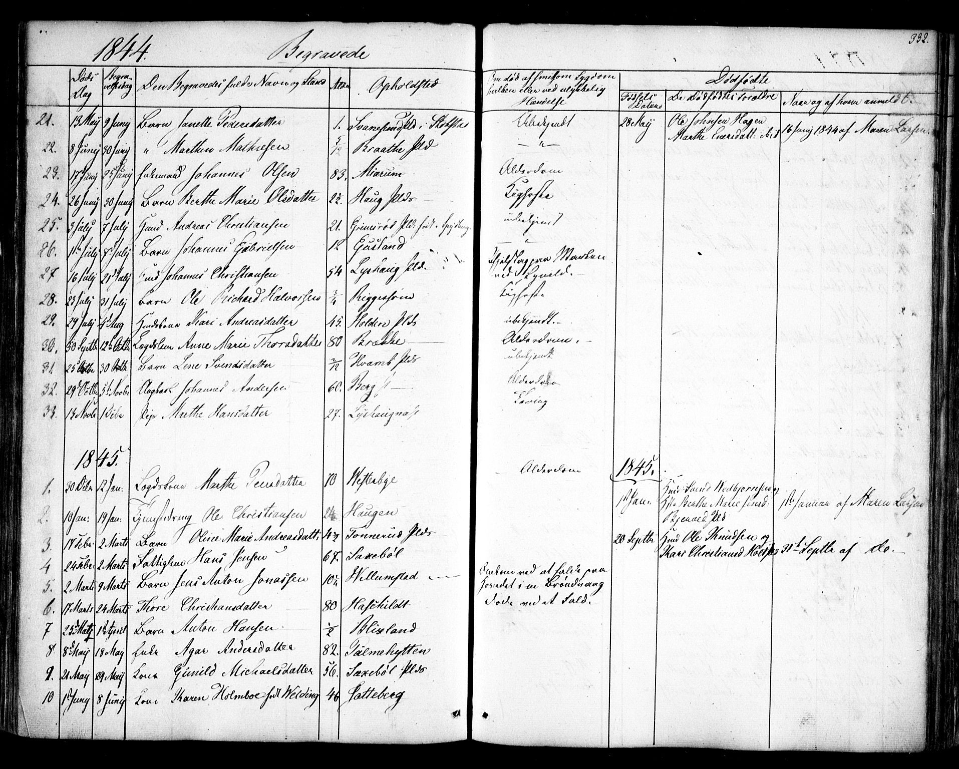 Hobøl prestekontor Kirkebøker, AV/SAO-A-2002/F/Fa/L0003: Parish register (official) no. I 3, 1842-1864, p. 332