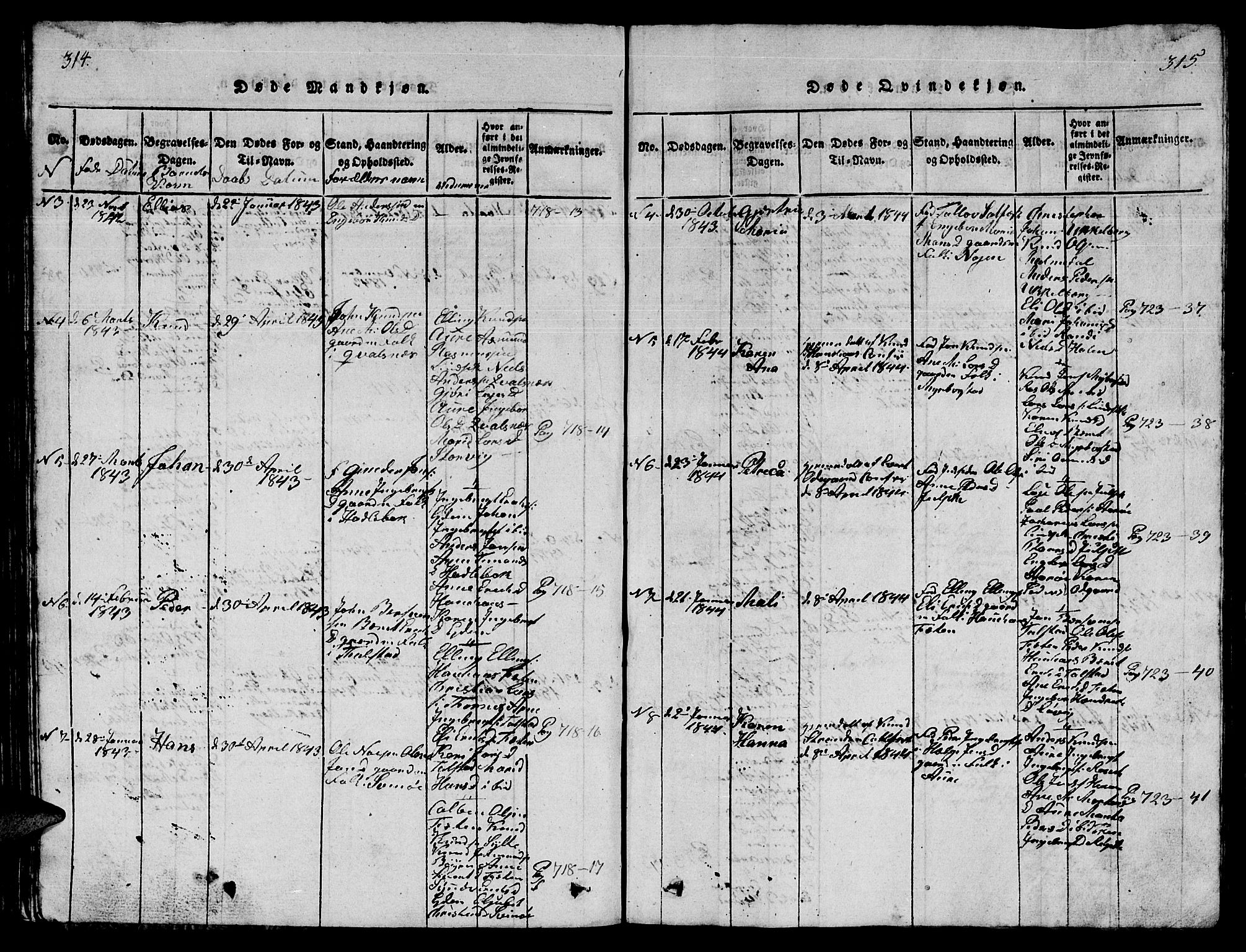 Ministerialprotokoller, klokkerbøker og fødselsregistre - Møre og Romsdal, SAT/A-1454/565/L0752: Parish register (copy) no. 565C01, 1817-1844, p. 314-315