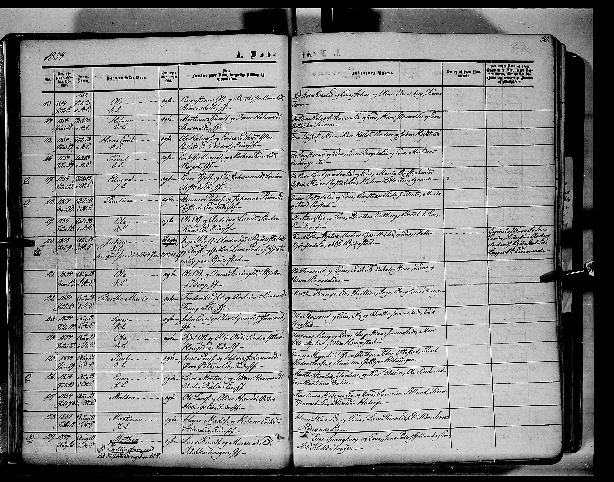 Stange prestekontor, SAH/PREST-002/K/L0012: Parish register (official) no. 12, 1852-1862, p. 30
