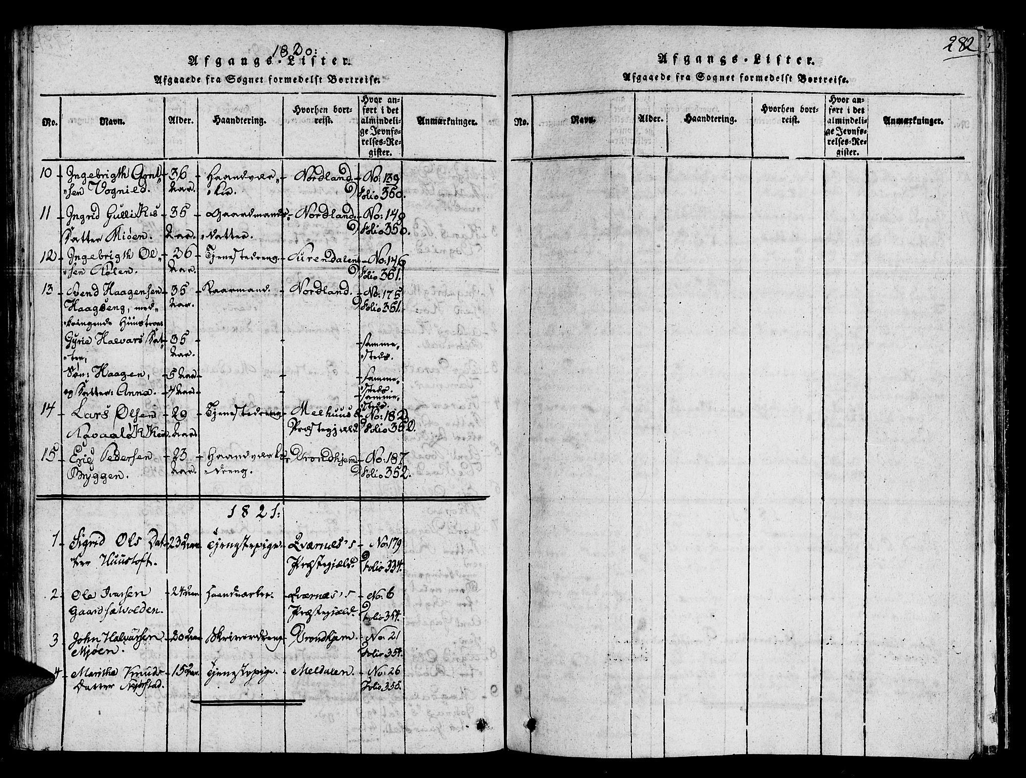 Ministerialprotokoller, klokkerbøker og fødselsregistre - Sør-Trøndelag, SAT/A-1456/678/L0895: Parish register (official) no. 678A05 /1, 1816-1821, p. 282