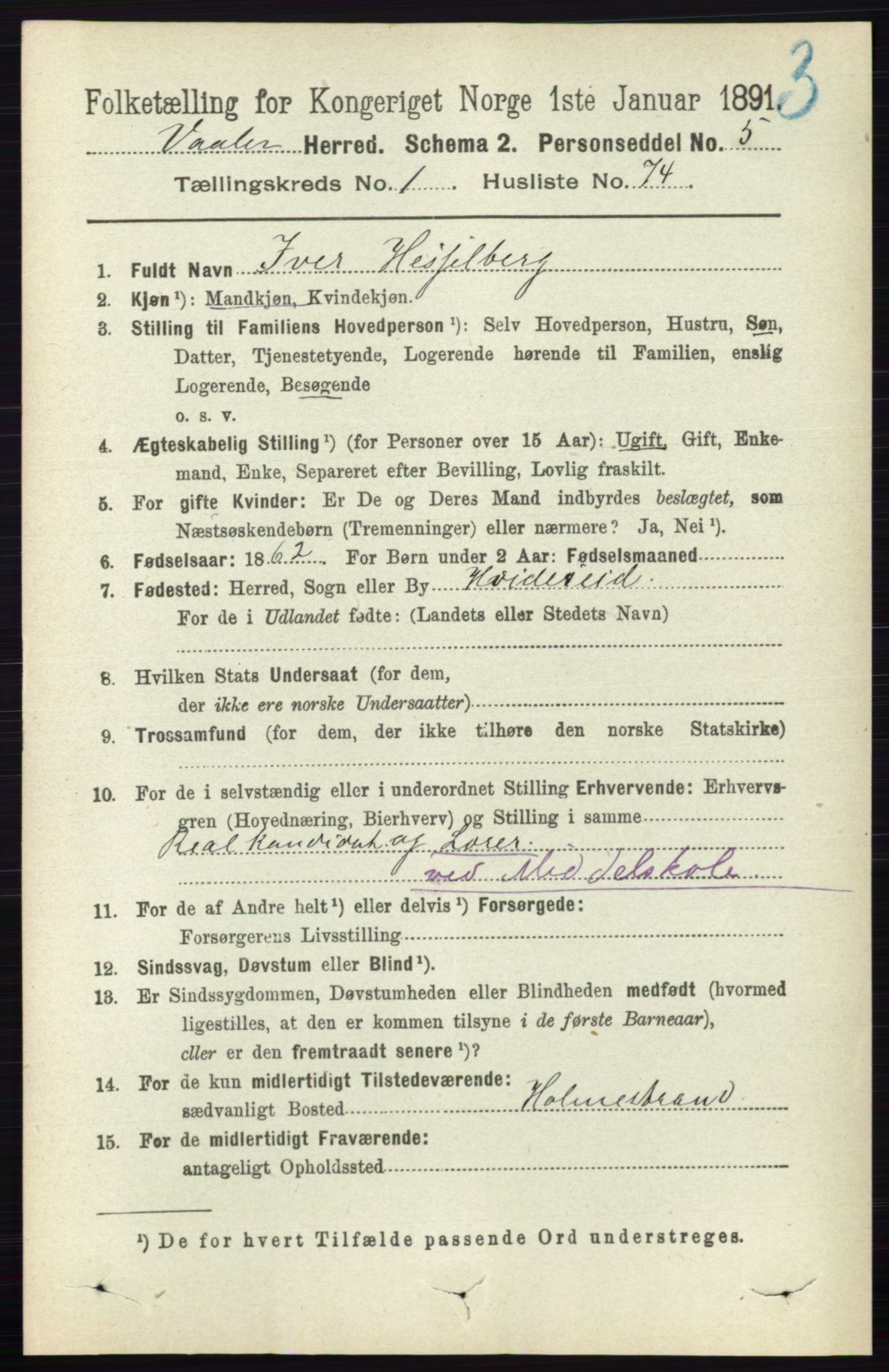 RA, 1891 census for 0137 Våler, 1891, p. 567