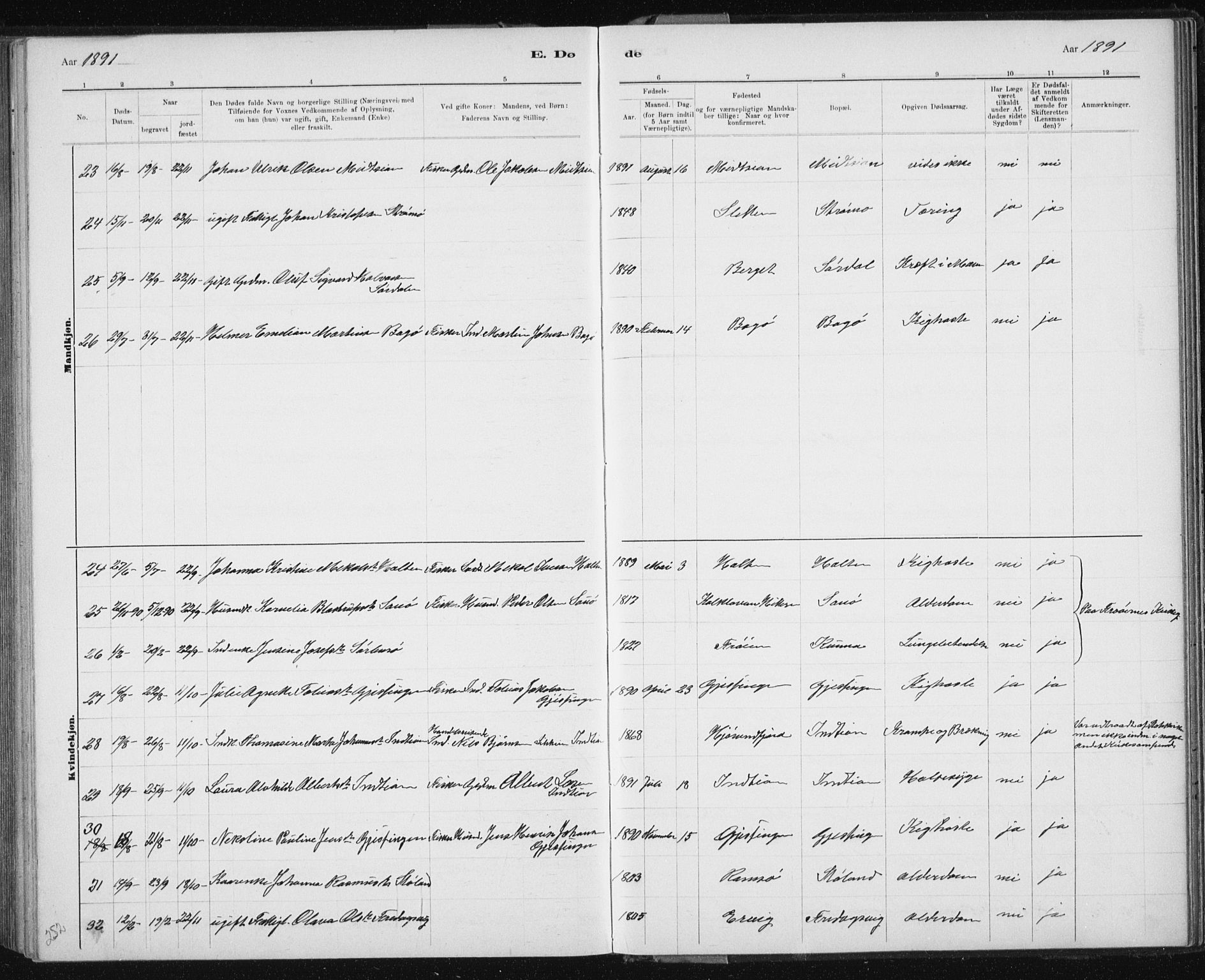 Ministerialprotokoller, klokkerbøker og fødselsregistre - Sør-Trøndelag, AV/SAT-A-1456/640/L0586: Parish register (copy) no. 640C03b, 1891-1908