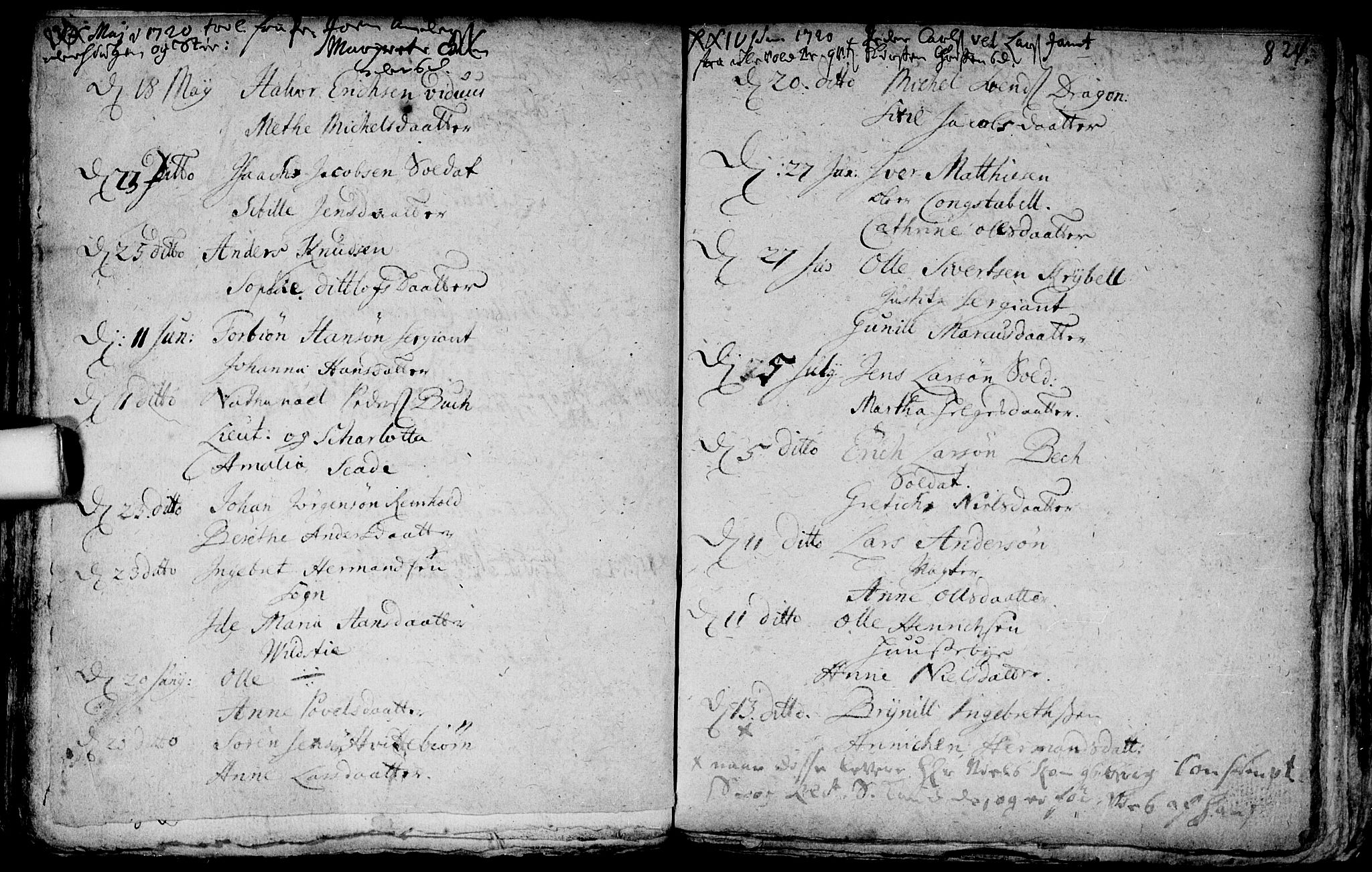 Aker prestekontor kirkebøker, AV/SAO-A-10861/F/L0002: Parish register (official) no. 2, 1714-1720, p. 823-824