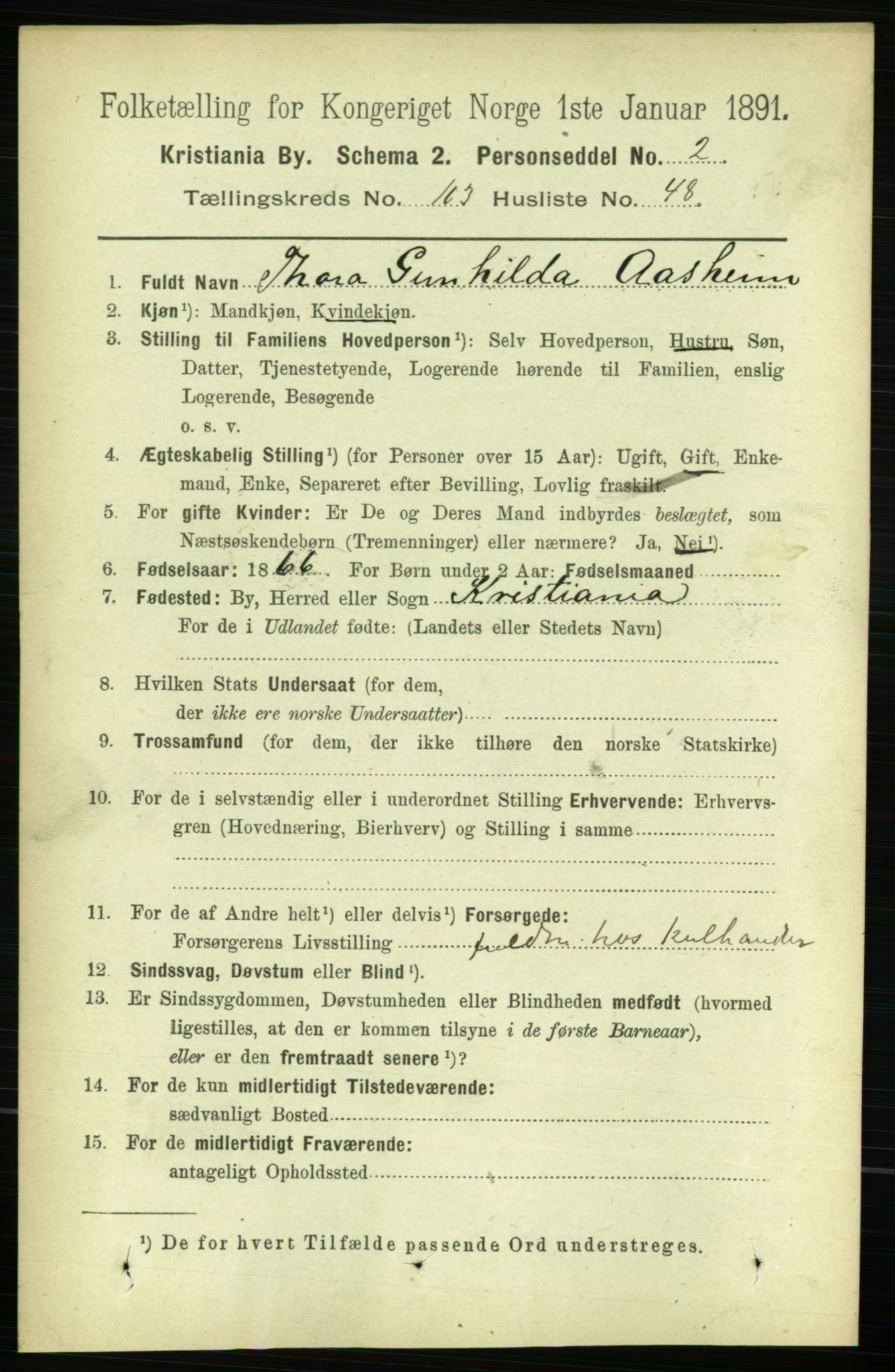 RA, 1891 census for 0301 Kristiania, 1891, p. 52167