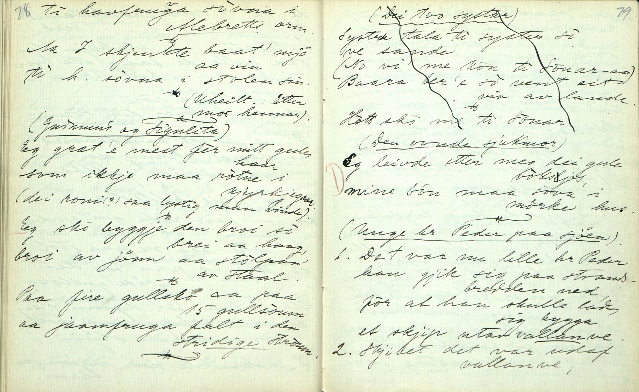 Rikard Berge, TEMU/TGM-A-1003/F/L0003/0004: 061-100 Innholdslister / 64 Segnir og sogur m.m., 1910, p. 78-79