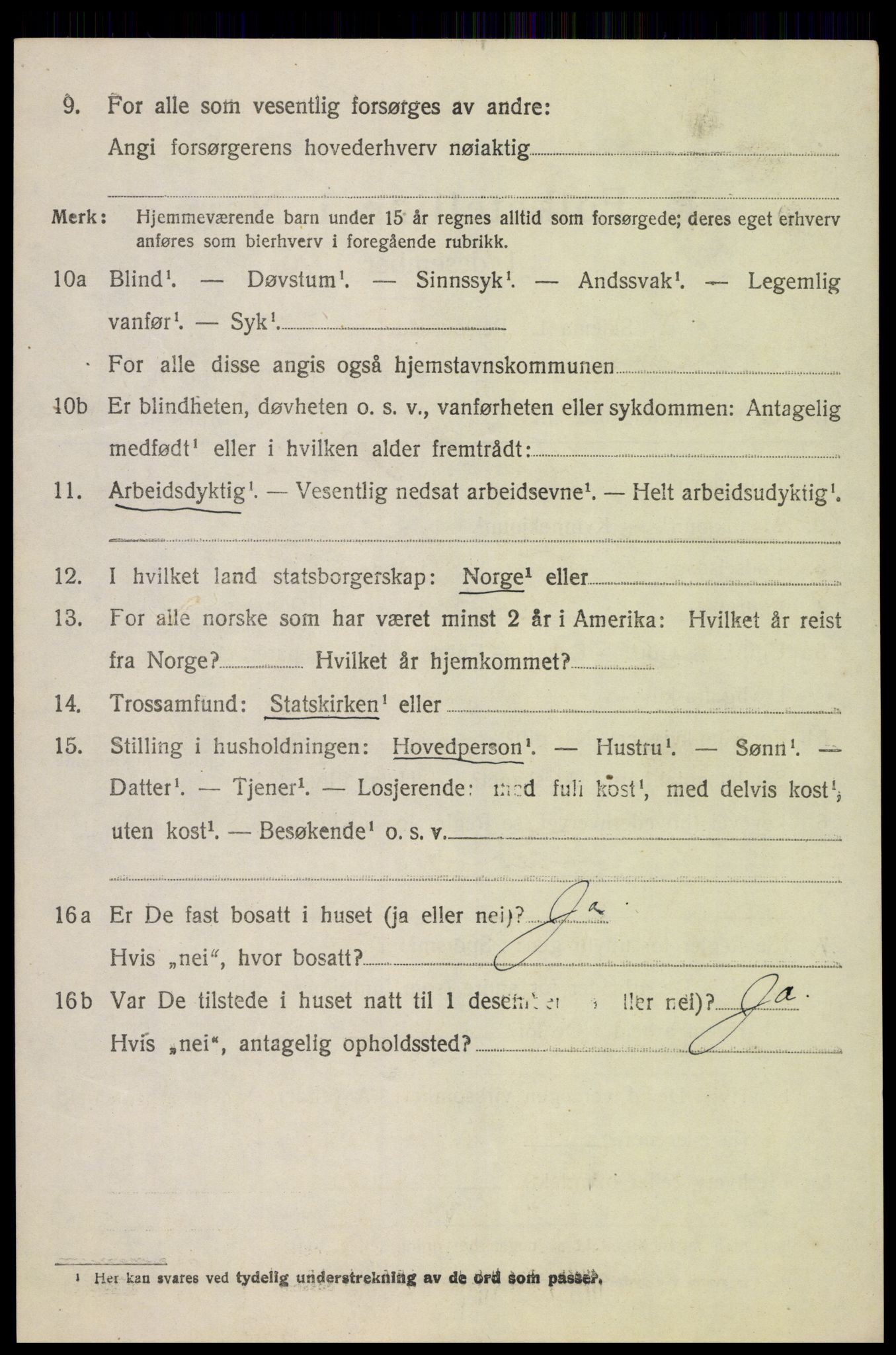SAH, 1920 census for Fåberg, 1920, p. 15015