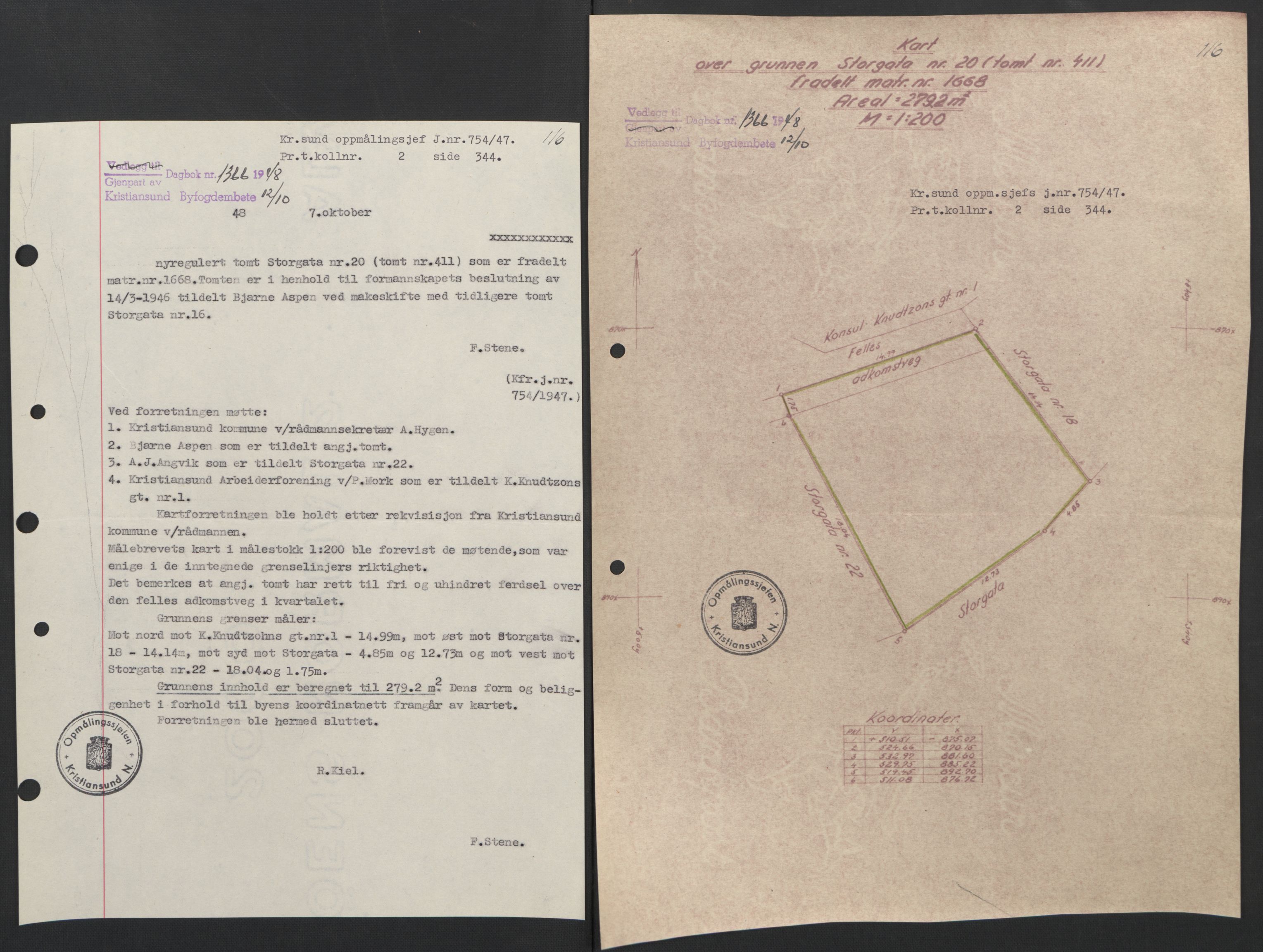 Kristiansund byfogd, AV/SAT-A-4587/A/27: Mortgage book no. 42, 1947-1950, Diary no: : 1366/1948