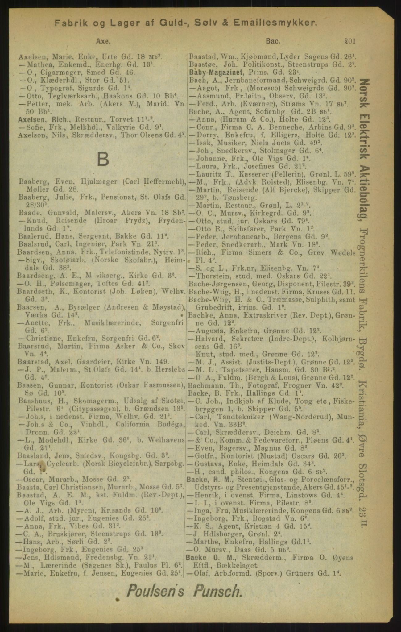 Kristiania/Oslo adressebok, PUBL/-, 1900, p. 201