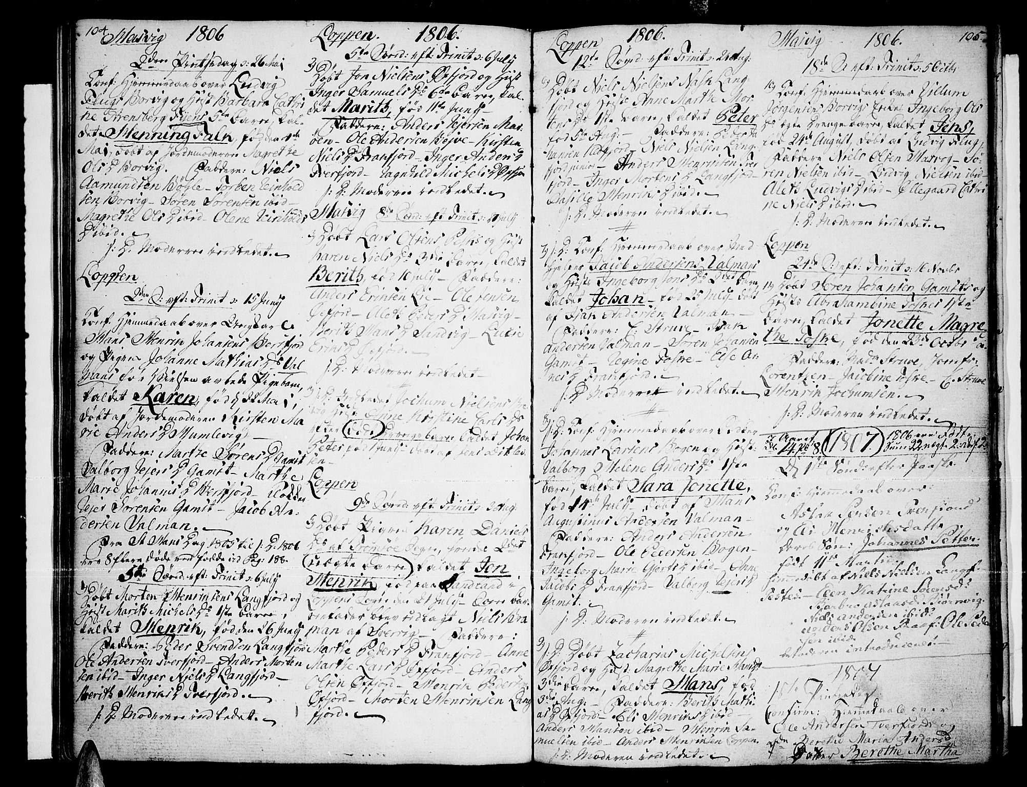 Loppa sokneprestkontor, SATØ/S-1339/H/Ha/L0002kirke: Parish register (official) no. 2, 1785-1821, p. 104-105