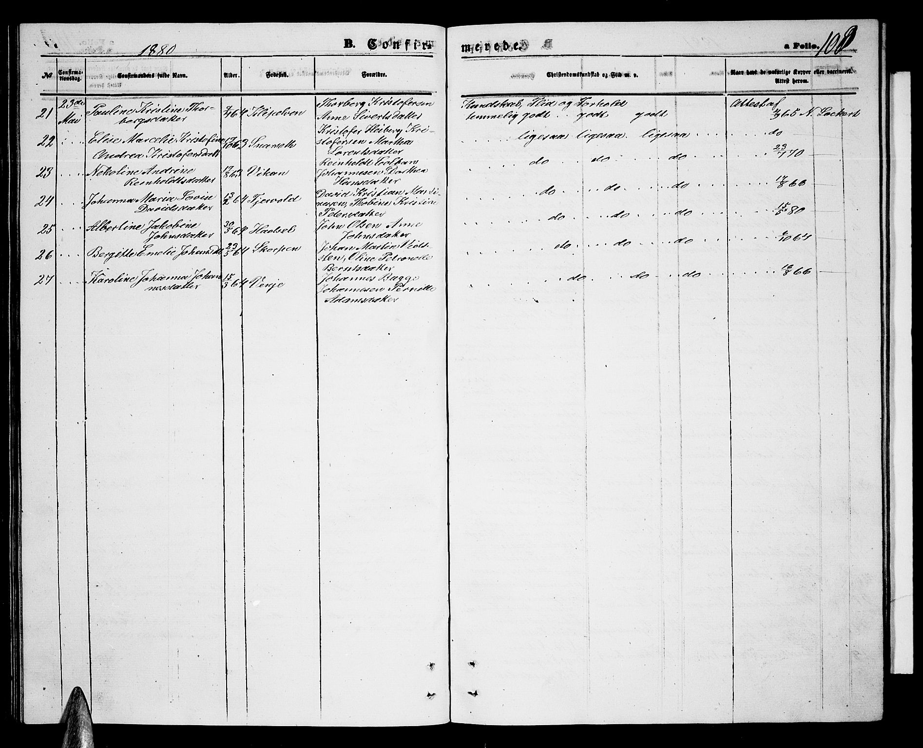 Ministerialprotokoller, klokkerbøker og fødselsregistre - Nordland, AV/SAT-A-1459/891/L1314: Parish register (copy) no. 891C03, 1870-1885, p. 109