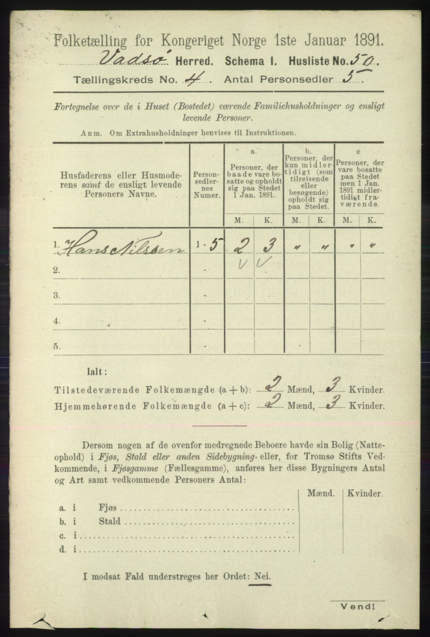 RA, 1891 census for 2029 Vadsø, 1891, p. 1193