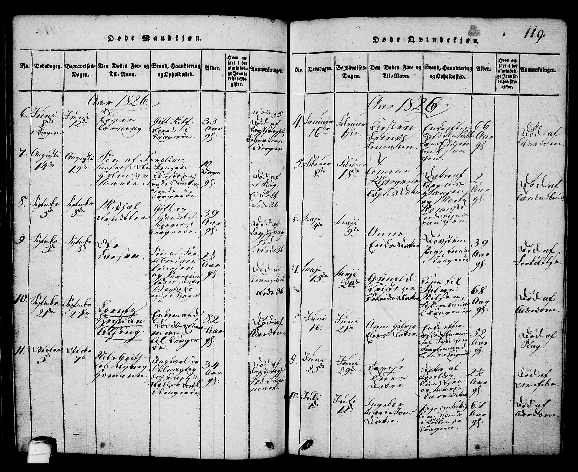 Kragerø kirkebøker, AV/SAKO-A-278/G/Ga/L0002: Parish register (copy) no. 2, 1814-1831, p. 119