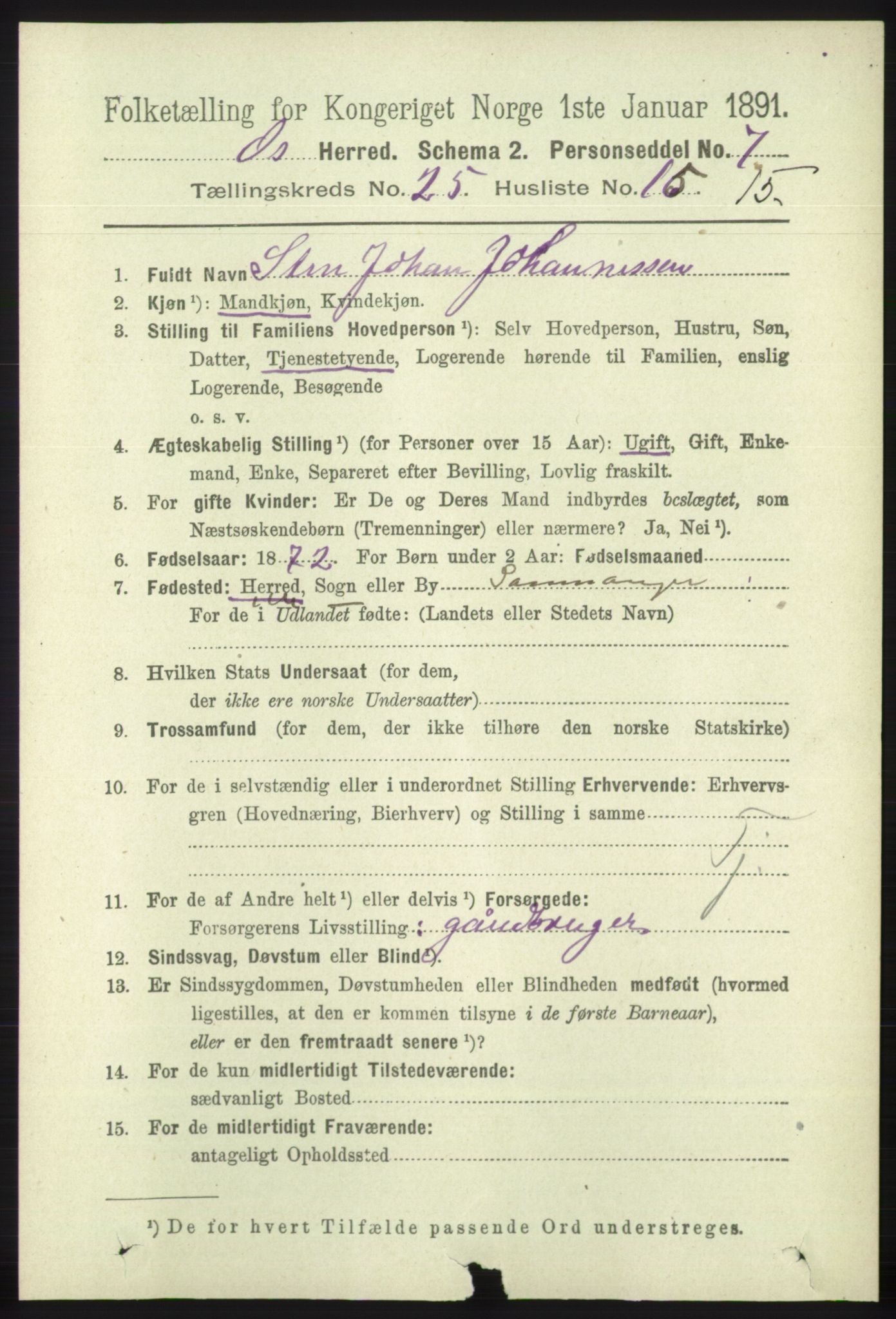 RA, 1891 census for 1243 Os, 1891, p. 5463